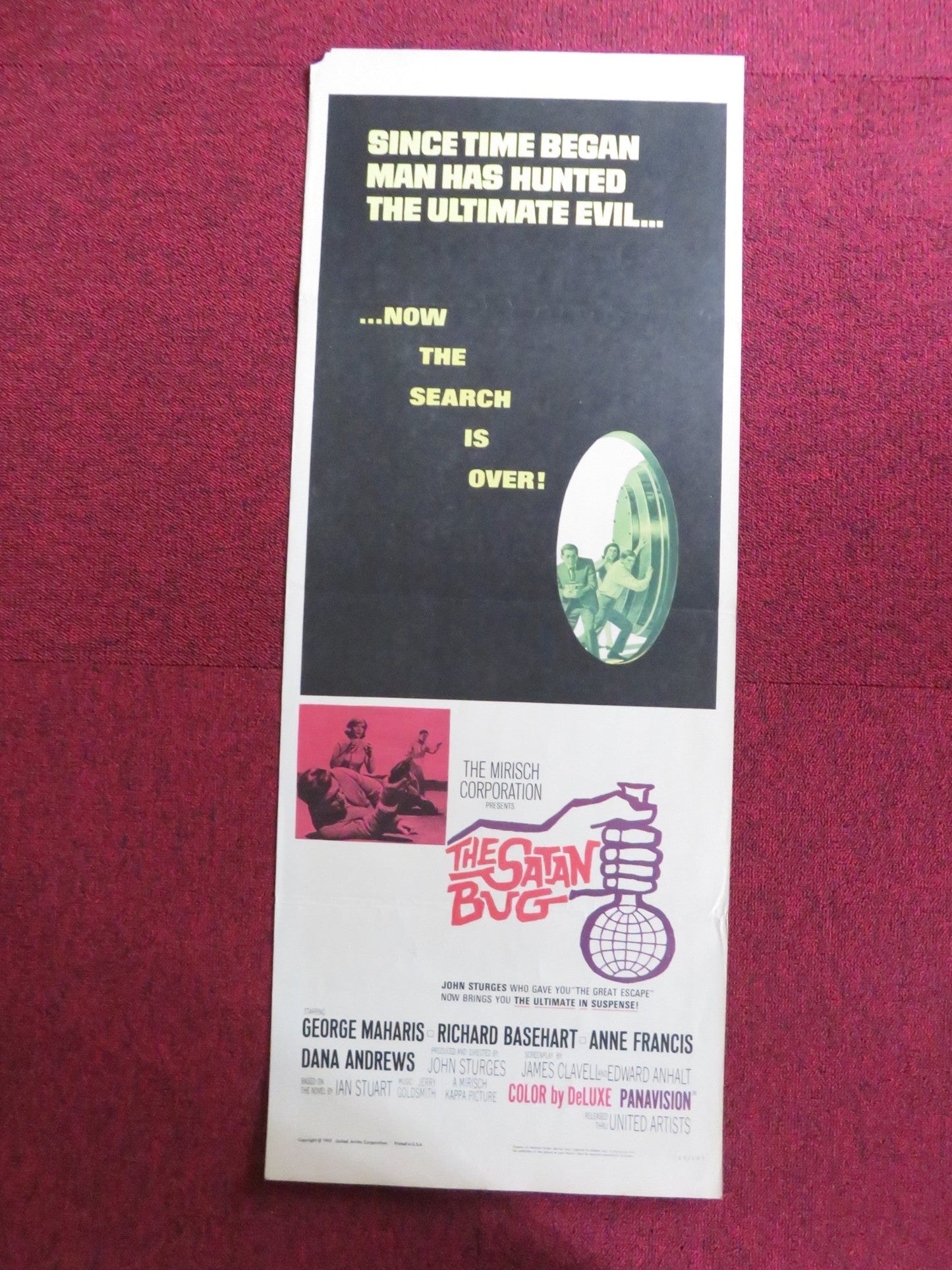 THE SATAN BUG US INSERT (14"x 36") POSTER GEORGE MAHARIS RICHARD BASEHEART 1965 Rendezvous Cinema Movie posters