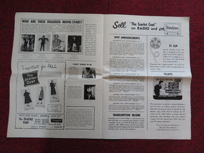 THE SCARLET COAT UNCUT M.G.M FOLDED PRESS BOOK CORNEL WILDE MICHAEL WILDING 1955 Rendezvous Cinema Movie posters