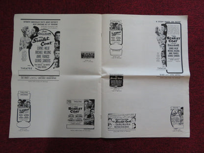 THE SCARLET COAT UNCUT M.G.M FOLDED PRESS BOOK CORNEL WILDE MICHAEL WILDING 1955 Rendezvous Cinema Movie posters