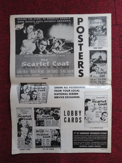 THE SCARLET COAT UNCUT M.G.M FOLDED PRESS BOOK CORNEL WILDE MICHAEL WILDING 1955 Rendezvous Cinema Movie posters