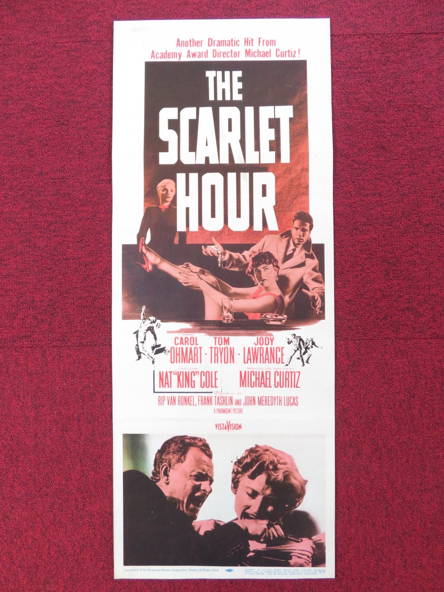 THE SCARLET HOUR US INSERT (14"x 36") POSTER CAROL OHMART TOM TRYON 1956 Rendezvous Cinema Movie posters
