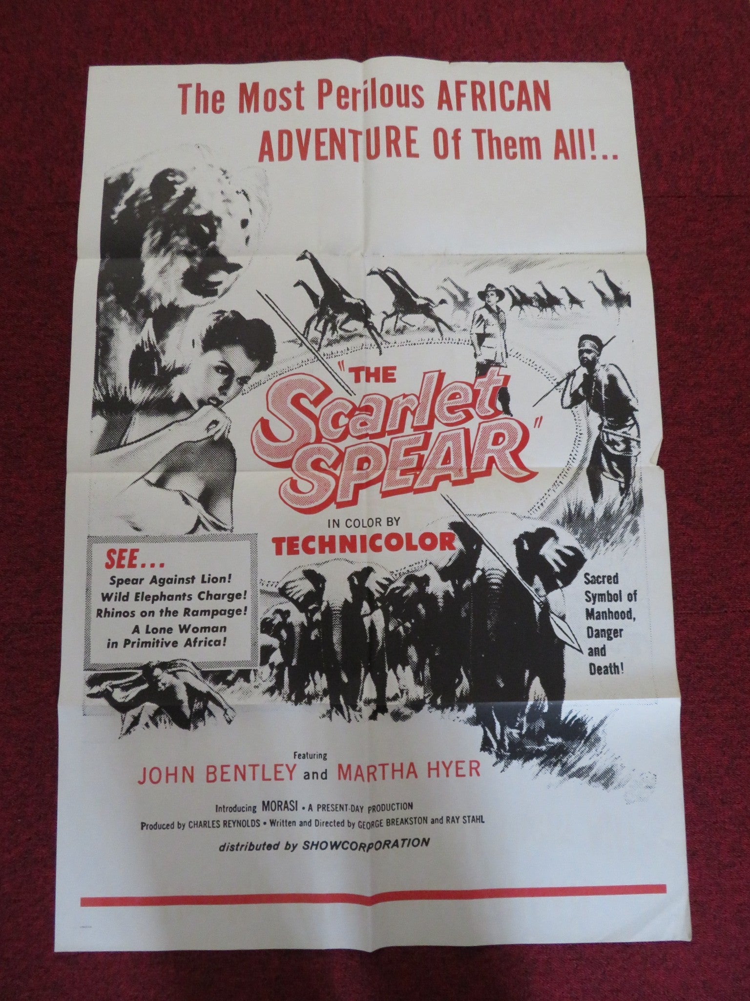THE SCARLET SPEAR FOLDED US ONE SHEET POSTER JOHN BENTLEY MARTHA HYER 1954 Rendezvous Cinema Movie posters