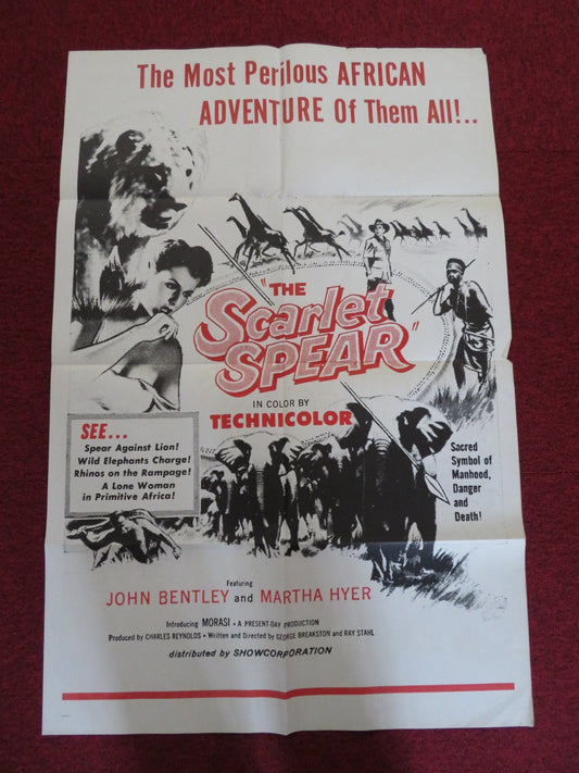 THE SCARLET SPEAR FOLDED US ONE SHEET POSTER JOHN BENTLEY MARTHA HYER 1954 Rendezvous Cinema Movie posters