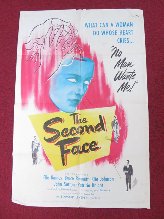 THE SECOND FACE FOLDED US ONE SHEET POSTER ELLA RAINES BRUCE BENNETT 1950 Rendezvous Cinema Movie posters