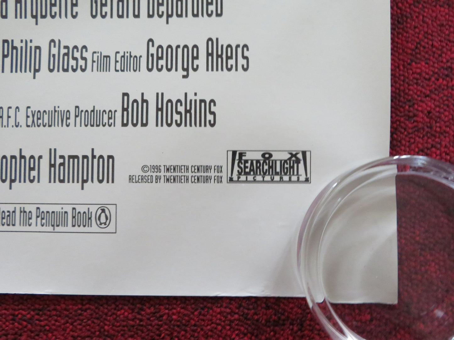 THE SECRET AGENT UK QUAD (30"x 40") ROLLED POSTER BOB HOSKINS ARQUETTE 1996 Rendezvous Cinema Movie posters