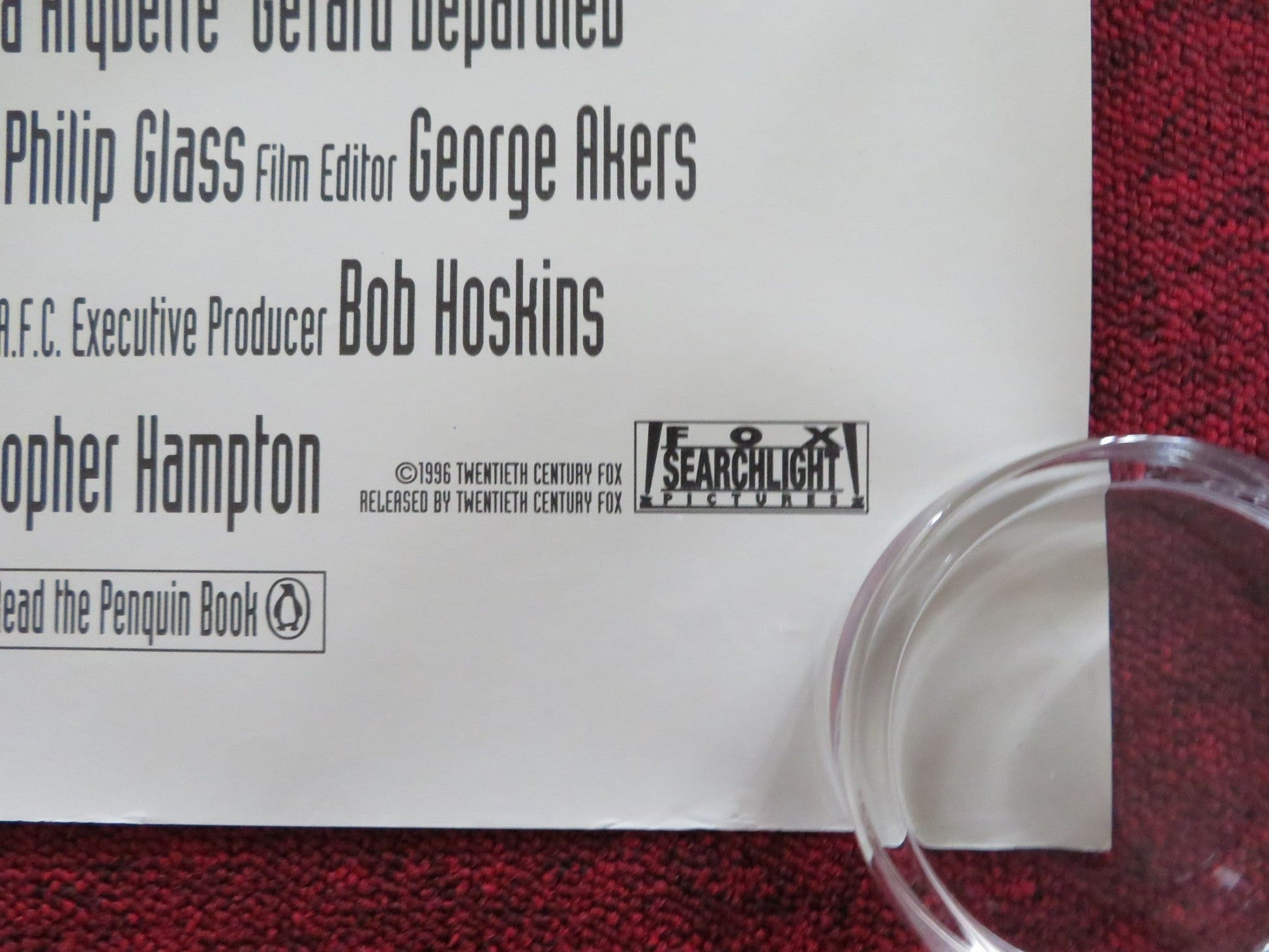 THE SECRET AGENT UK QUAD (30"x 40") ROLLED POSTER BOB HOSKINS ARQUETTE 1996 Rendezvous Cinema Movie posters