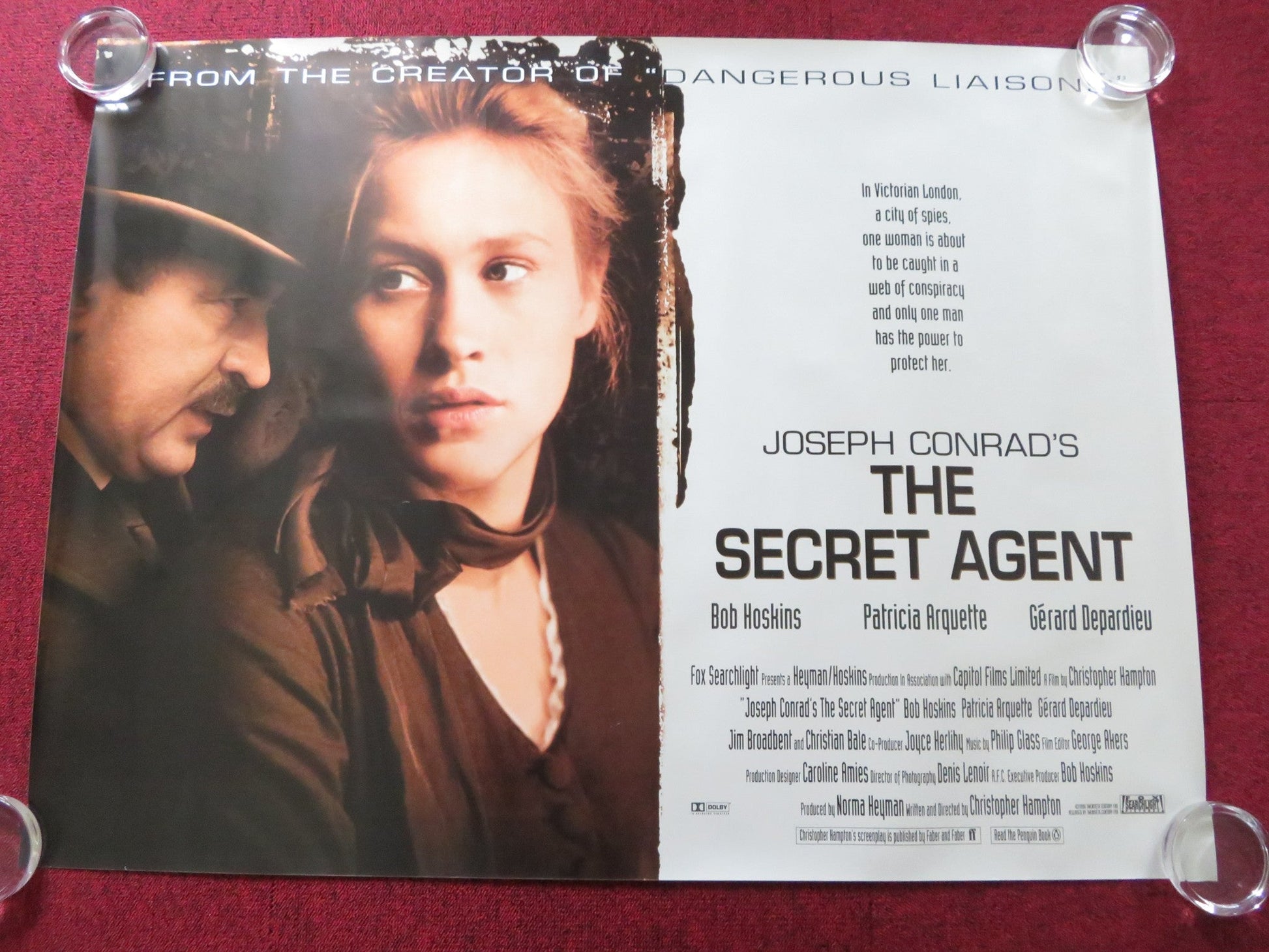 THE SECRET AGENT UK QUAD (30"x 40") ROLLED POSTER BOB HOSKINS ARQUETTE 1996 Rendezvous Cinema Movie posters