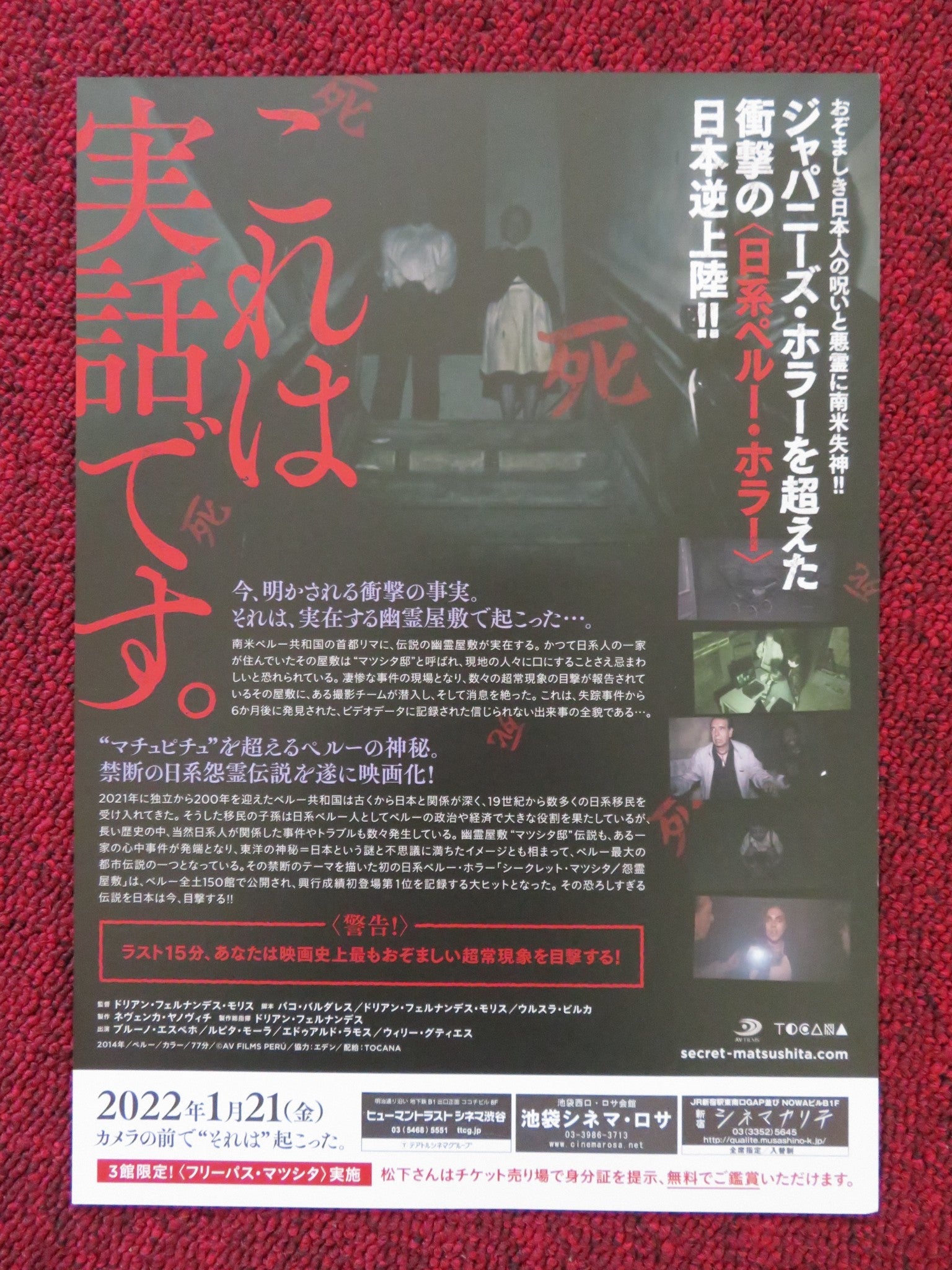 THE SECRET OF EVIL JAPANESE CHIRASHI (B5) POSTER BRUNO ESPEJO LUPITA MORA 2014 Rendezvous Cinema Movie posters