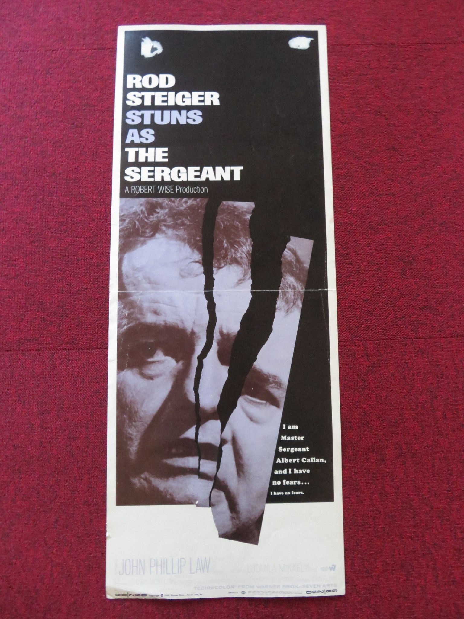 THE SERGEANT US INSERT (14"x 36") POSTER ROD STEIGER JOHN PHILLIP LAW 1968 Rendezvous Cinema Movie posters
