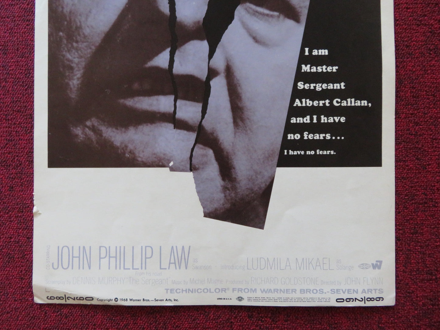 THE SERGEANT US INSERT (14"x 36") POSTER ROD STEIGER JOHN PHILLIP LAW 1968 Rendezvous Cinema Movie posters