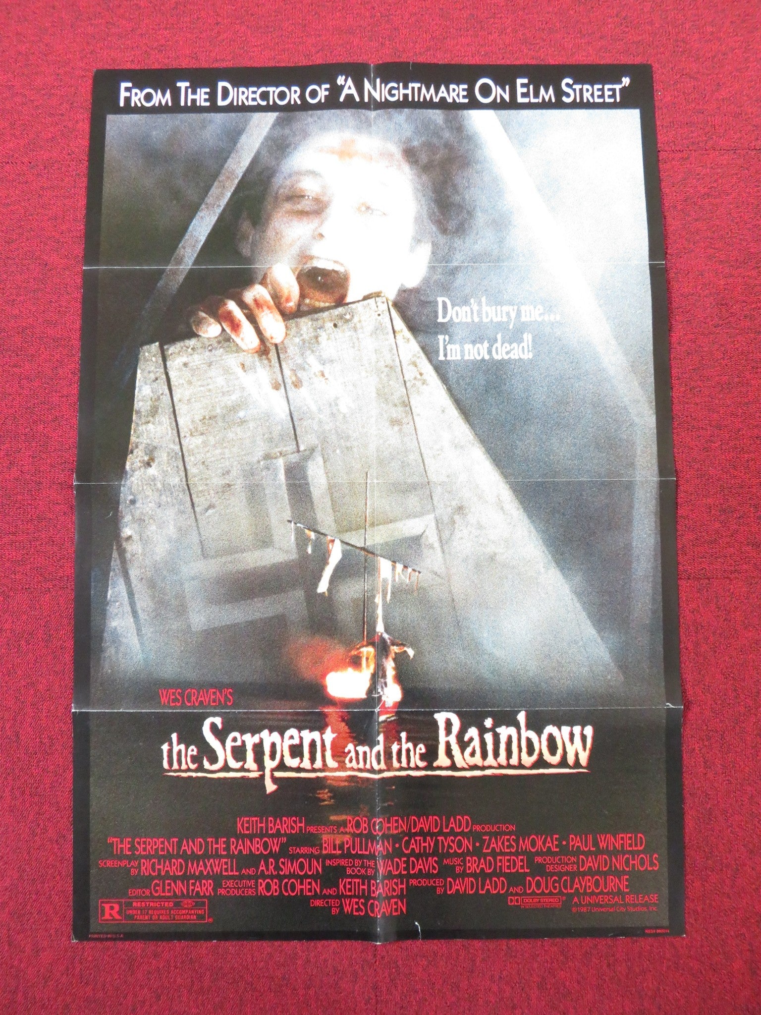 THE SERPENT AND THE RAINBOW FOLDED US ONE SHEET POSTER WES CRAVEN B. PULLMAN '88 Rendezvous Cinema Movie posters