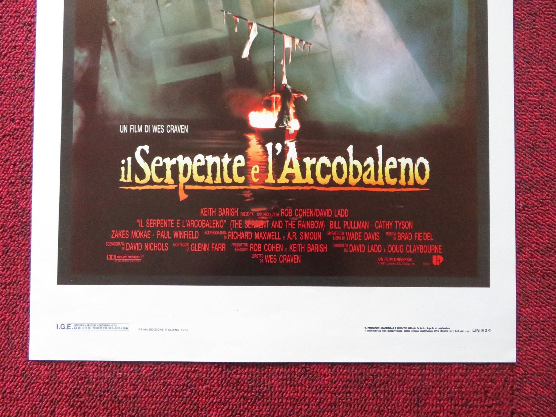THE SERPENT AND THE RAINBOW ITALIAN LOCANDINA POSTER WES CRAVEN B. PULLMAN 1988 Rendezvous Cinema Movie posters