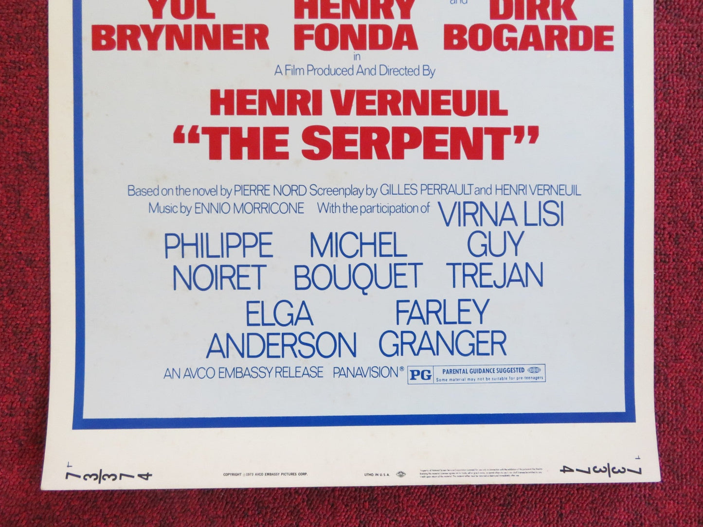THE SERPENT US INSERT (14"x 36") POSTER YUL BRYNER HENRY FONDA 1973 Rendezvous Cinema Movie posters