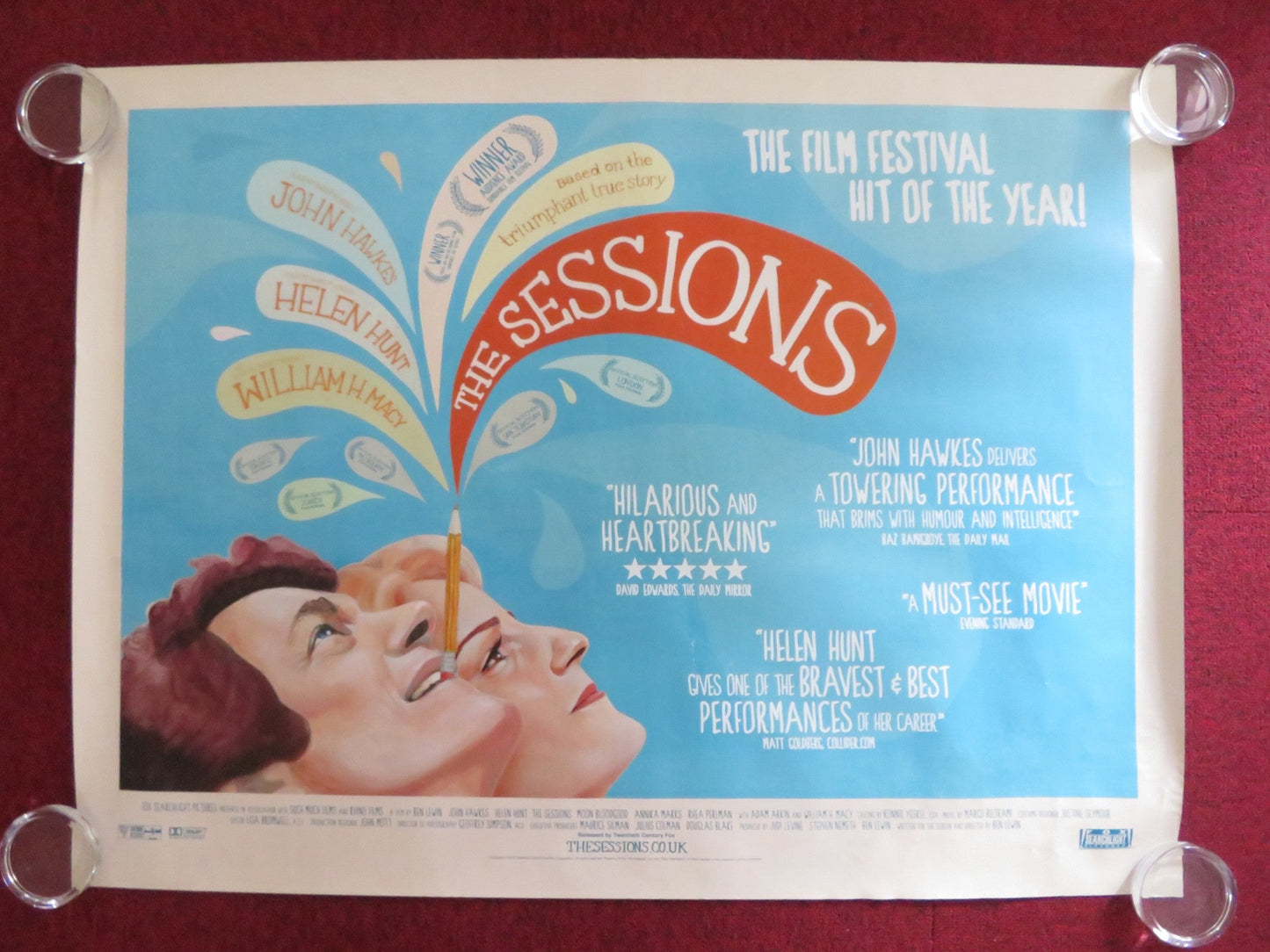 THE SESSIONS UK QUAD (30"x 40") ROLLED POSTER HELEN HUNT JOHN HAWKES 2012 Rendezvous Cinema Movie posters