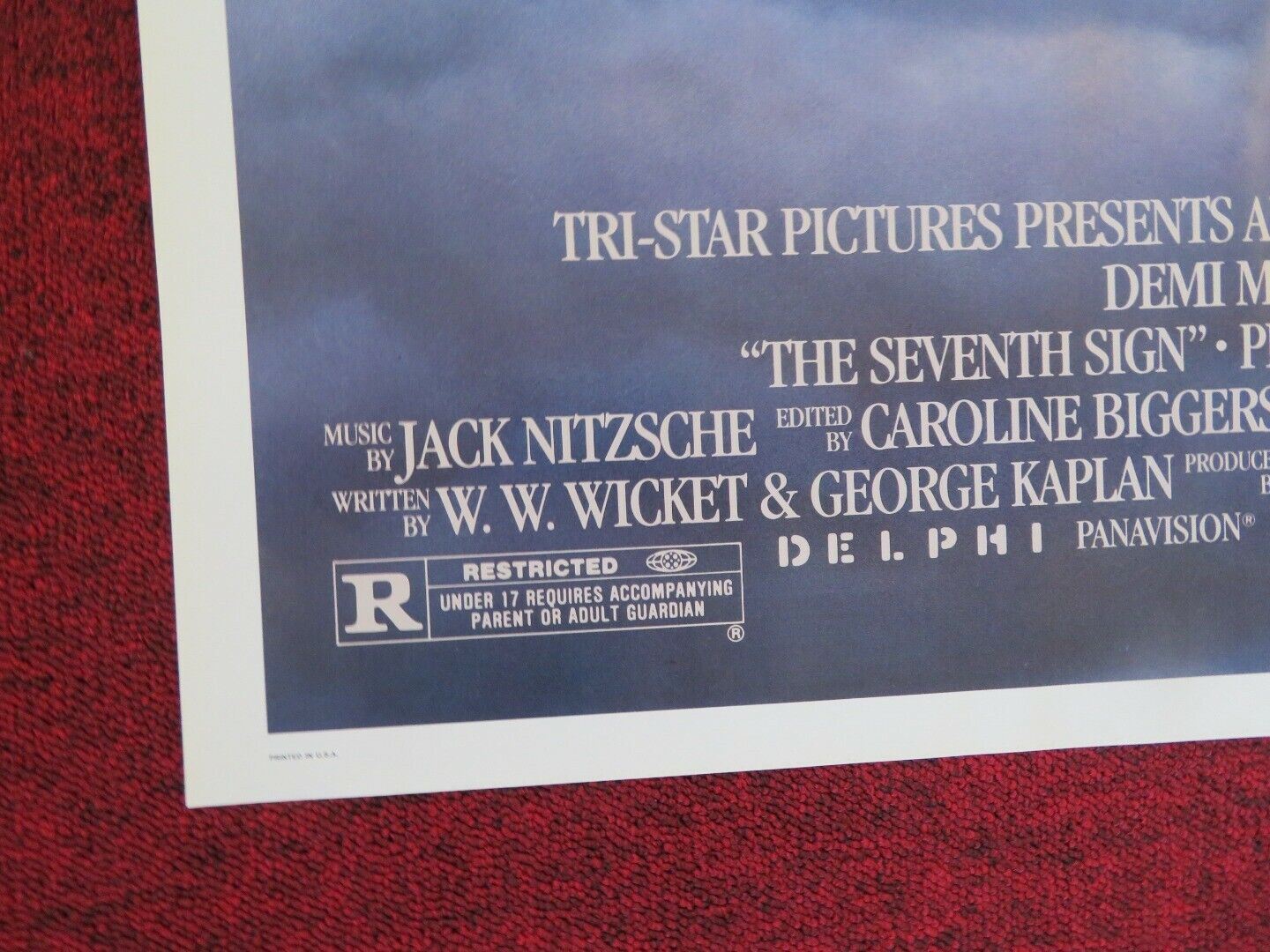 THE SEVENTH SIGN FOLDED US ONE SHEET POSTER DEMI MOORE 1988 Movie posters