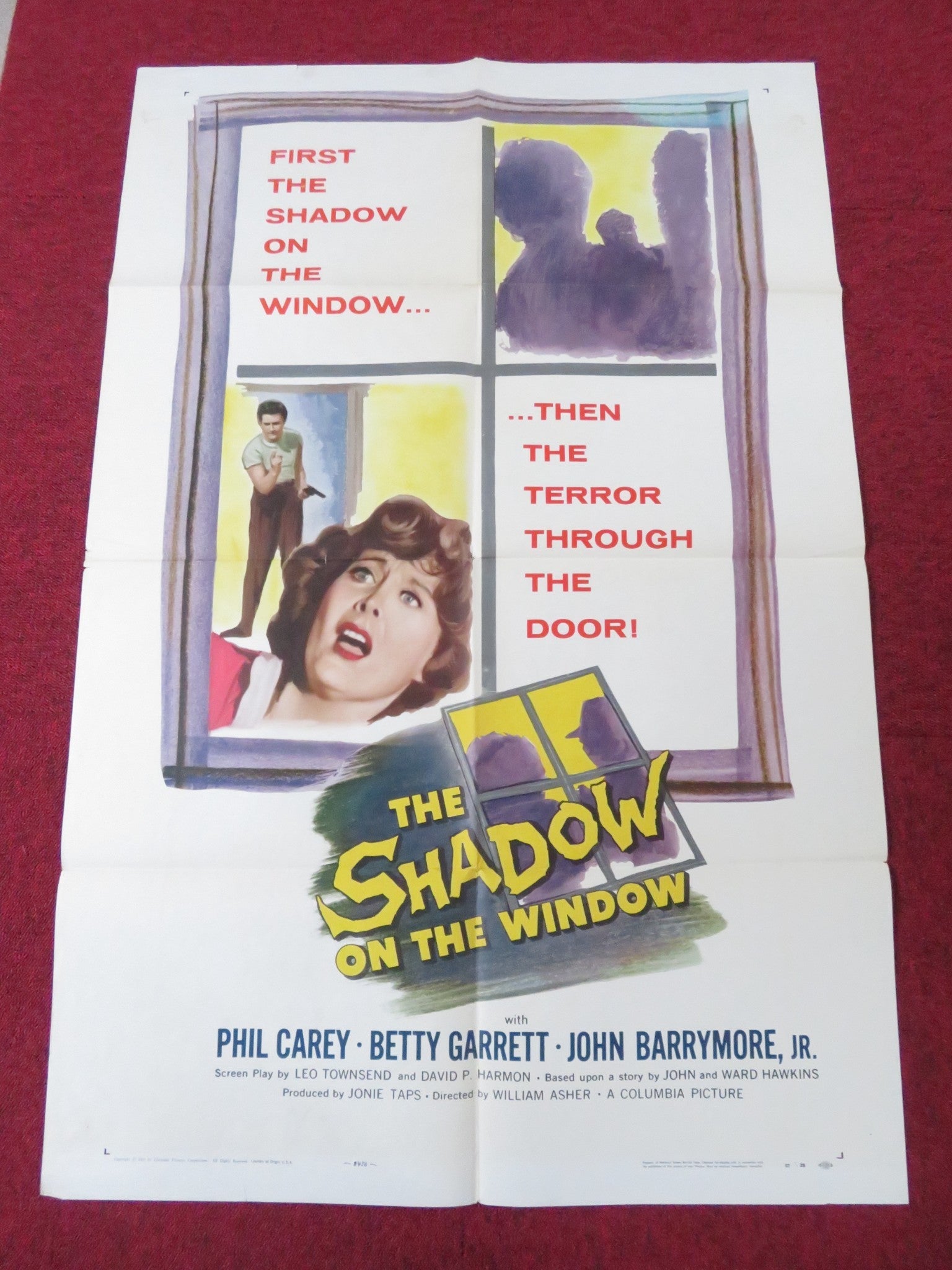 THE SHADOW ON THE WINDOW FOLDED US ONE SHEET POSTER PHILIP CAREY B. GARRETT 1957 Rendezvous Cinema Movie posters