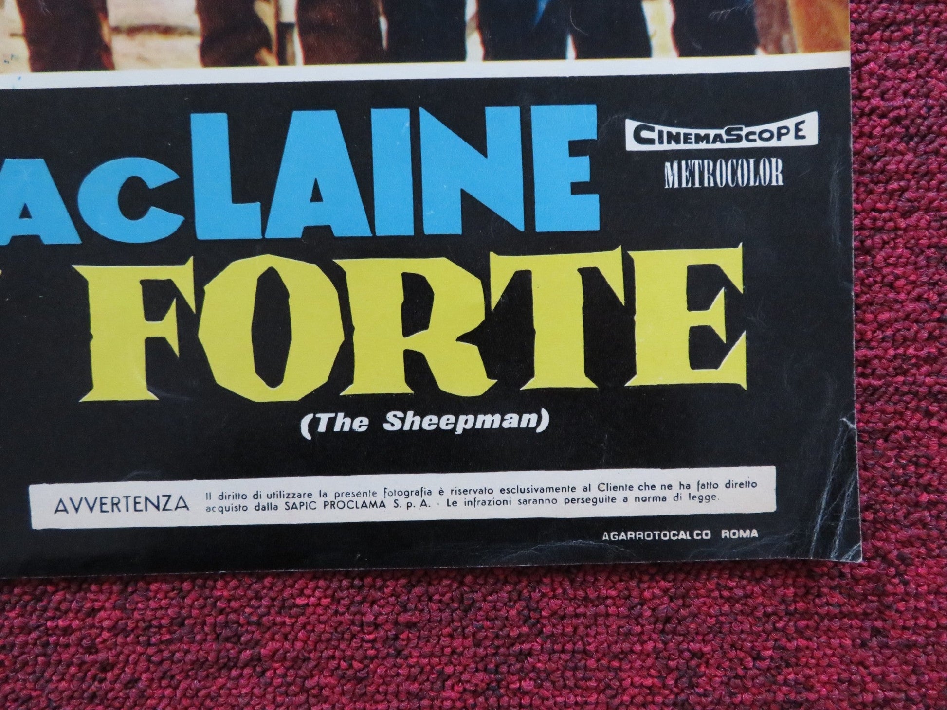 THE SHEEPMAN - A ITALIAN FOTOBUSTA POSTER GLENN FORD SHIRLEY MACLAINE 1958 Rendezvous Cinema Movie posters