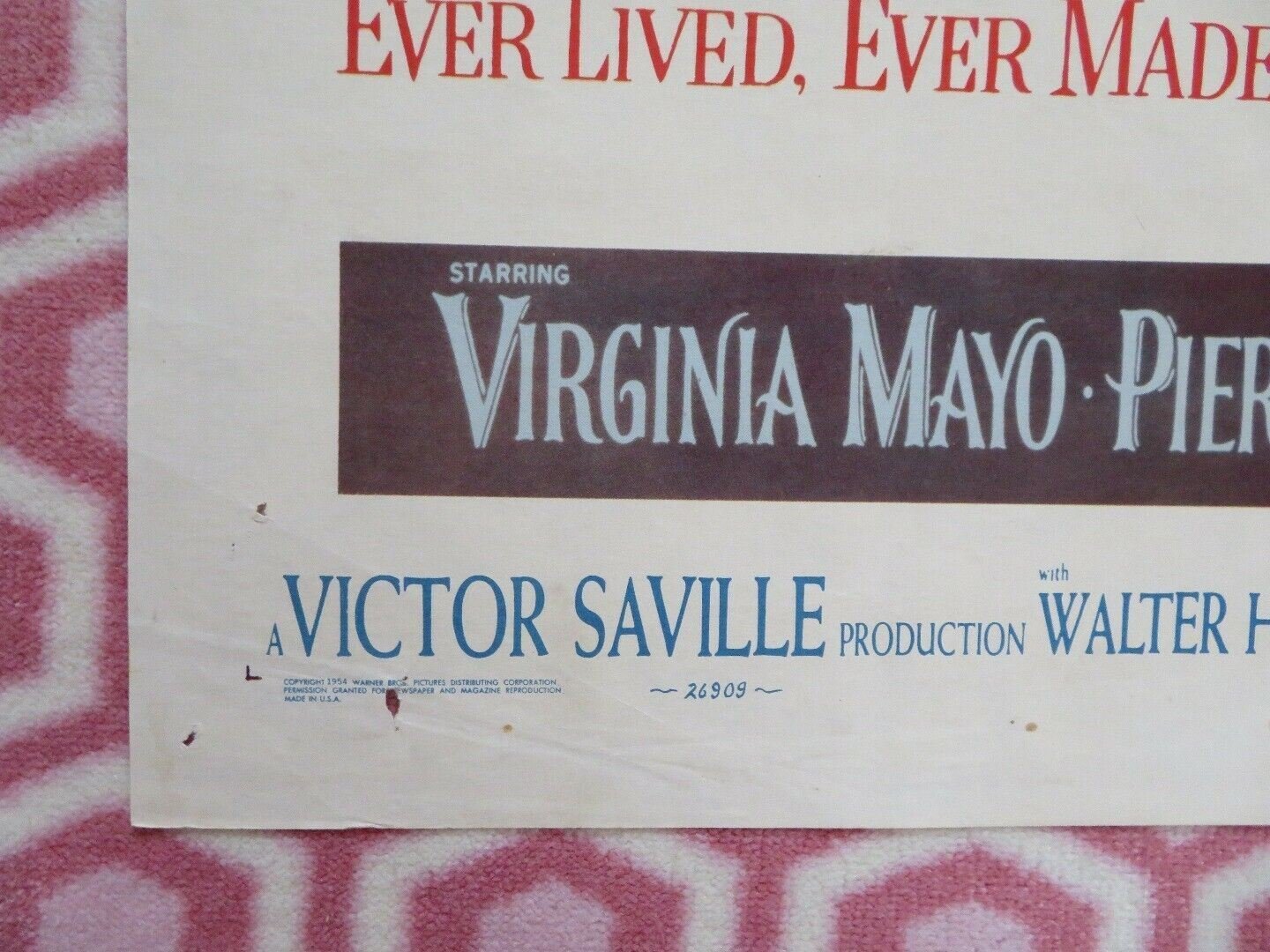THE SILVER CHALICE FOLDED US ONE SHEET POSTER VIRGINIA MAYO PIER ANGELI 1954 Movie posters