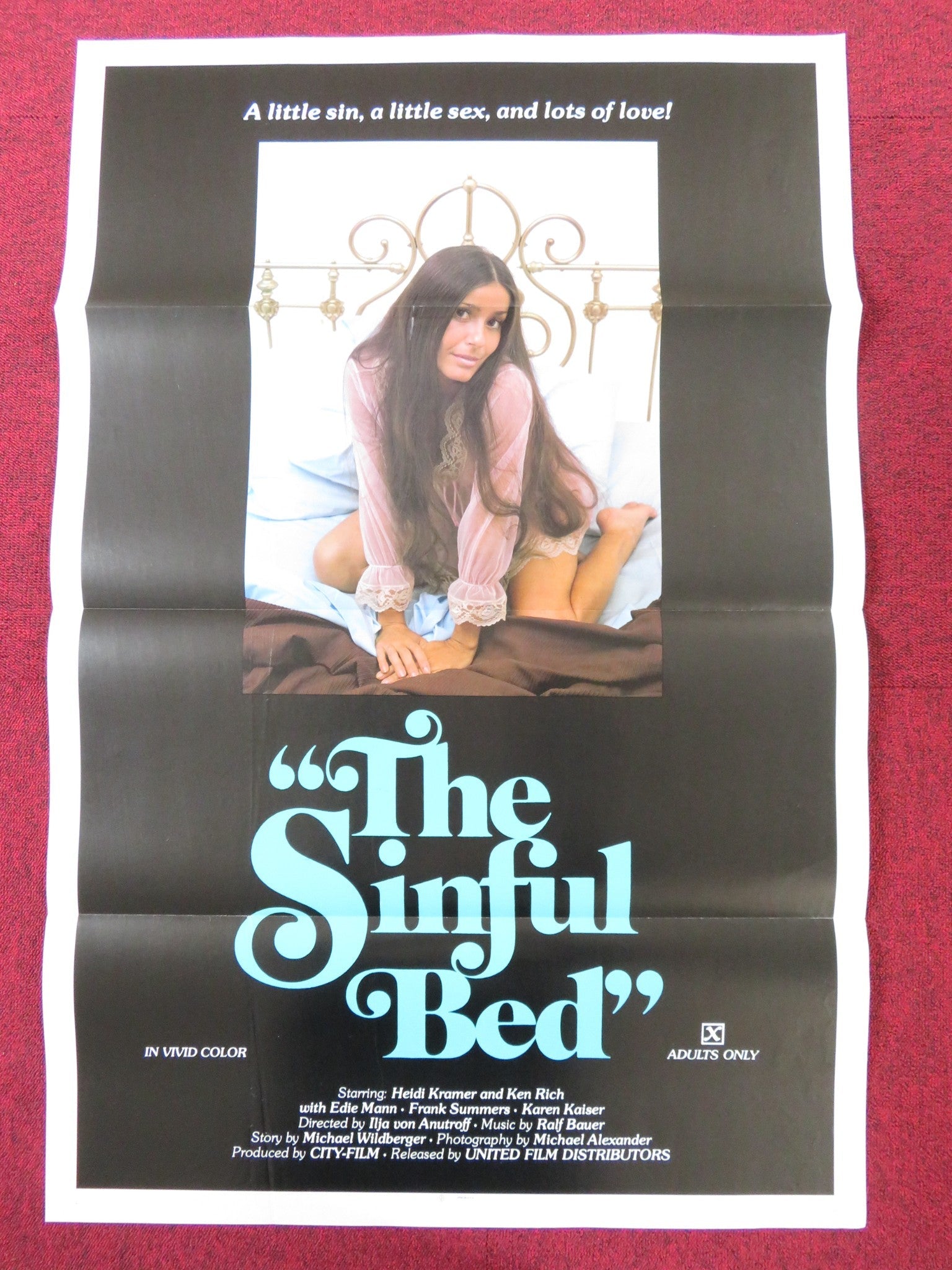 THE SINFUL BED US TRI FOLDED ONE SHEET ROLLED POSTER HEIDRUN HANNKAMMER 1973 Rendezvous Cinema Movie posters