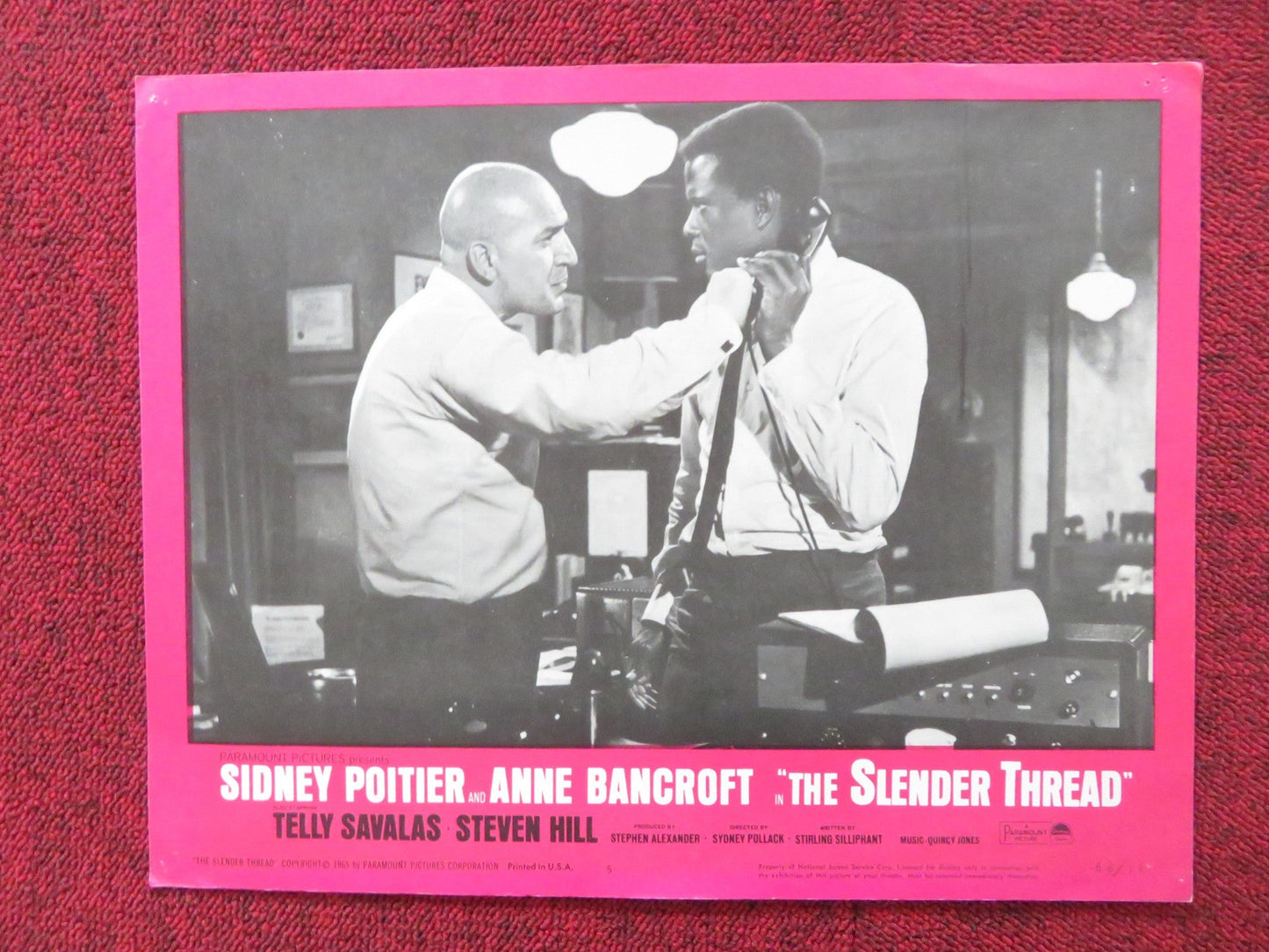 THE SLENDER THREAD US LOBBY CARD FULL SET SIDNEY POITIER ANNE BANCROFT 1965 Rendezvous Cinema Movie posters