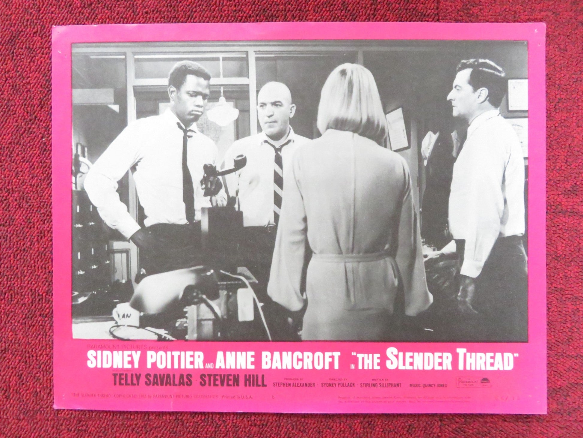THE SLENDER THREAD US LOBBY CARD FULL SET SIDNEY POITIER ANNE BANCROFT 1965 Rendezvous Cinema Movie posters