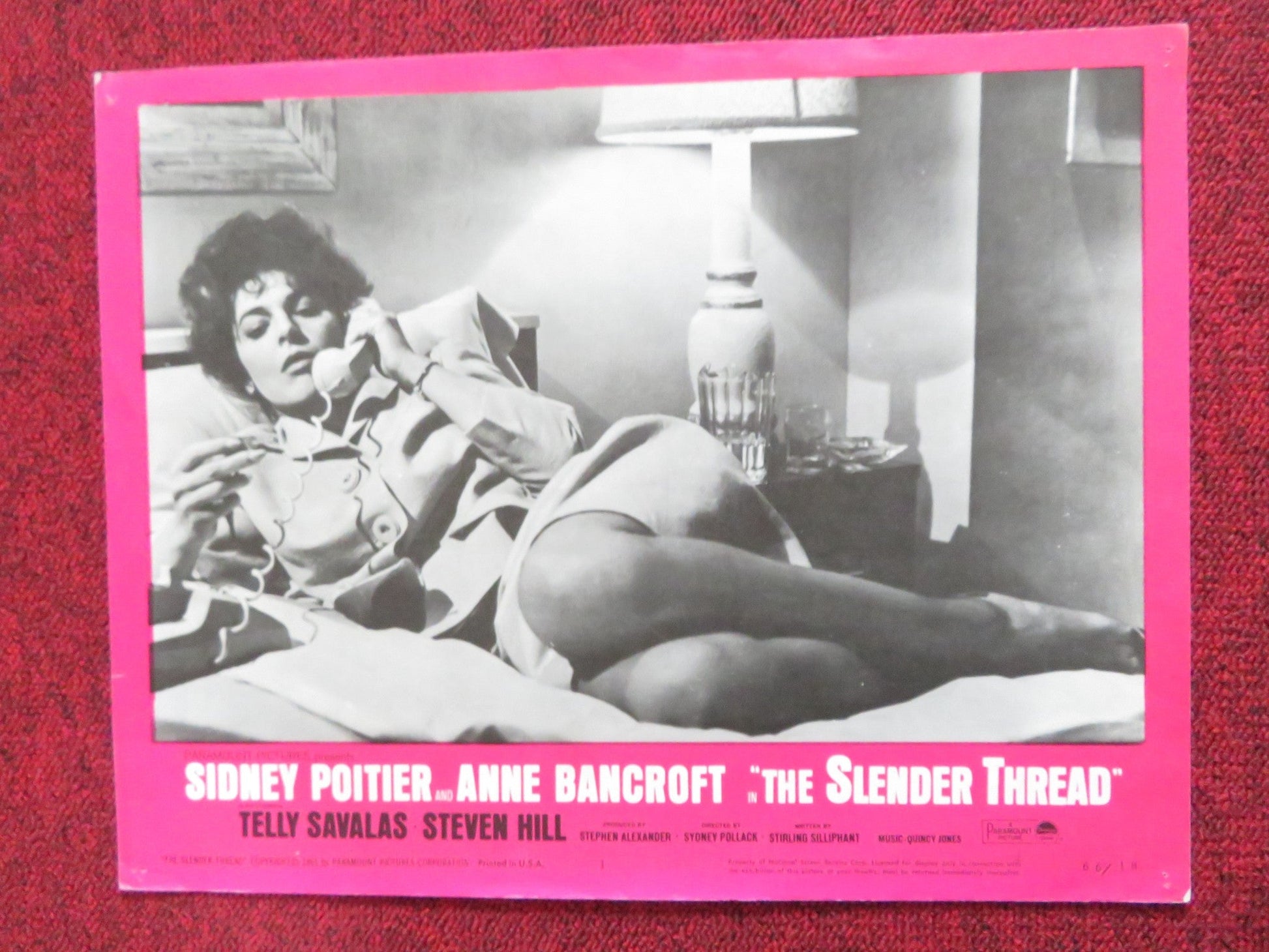 THE SLENDER THREAD US LOBBY CARD FULL SET SIDNEY POITIER ANNE BANCROFT 1965 Rendezvous Cinema Movie posters
