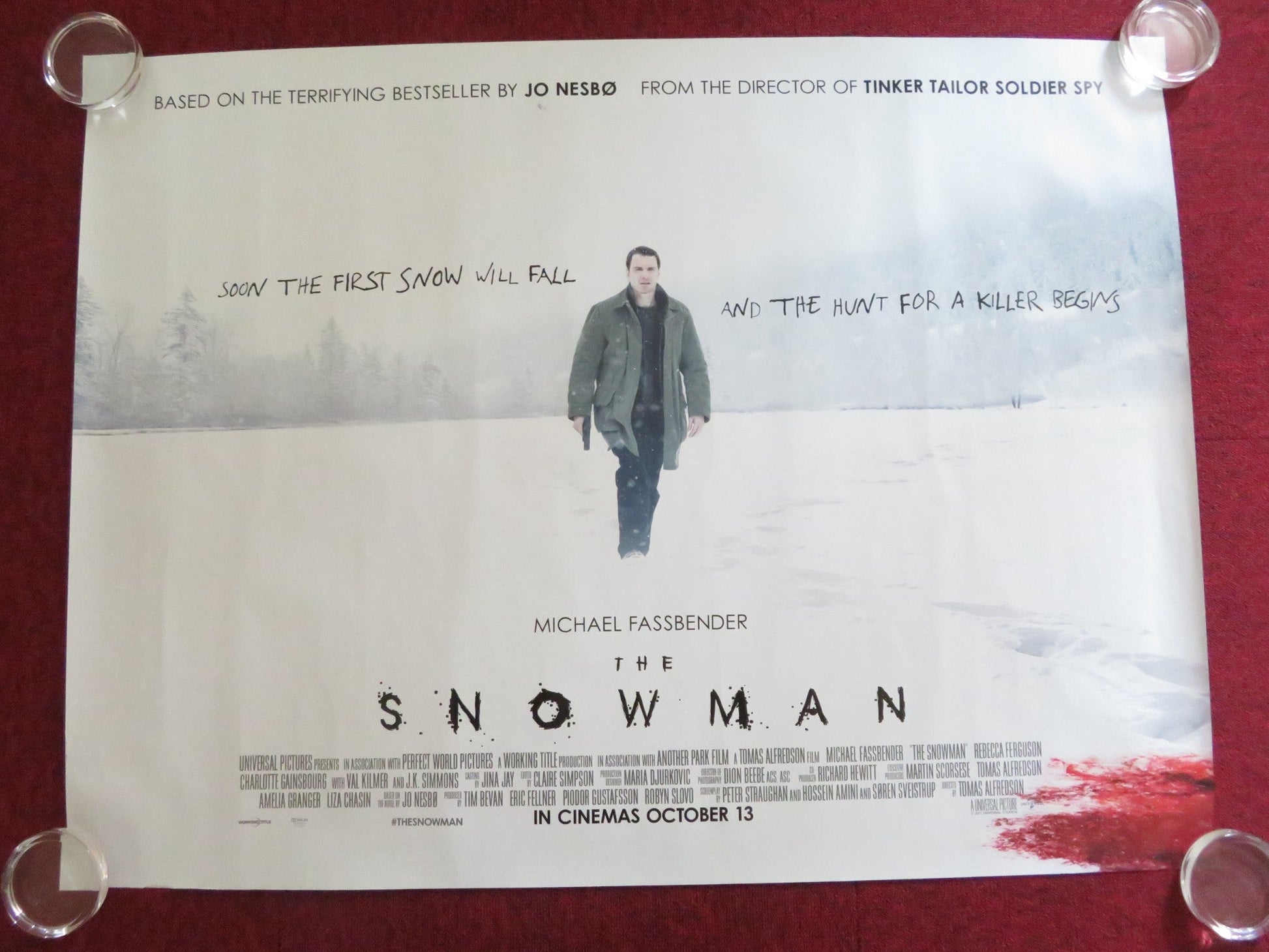 THE SNOWMAN UK QUAD (30"x 40") ROLLED POSTER MICHAEL FASSBENDER R. FERGUSON 2017 Rendezvous Cinema Movie posters