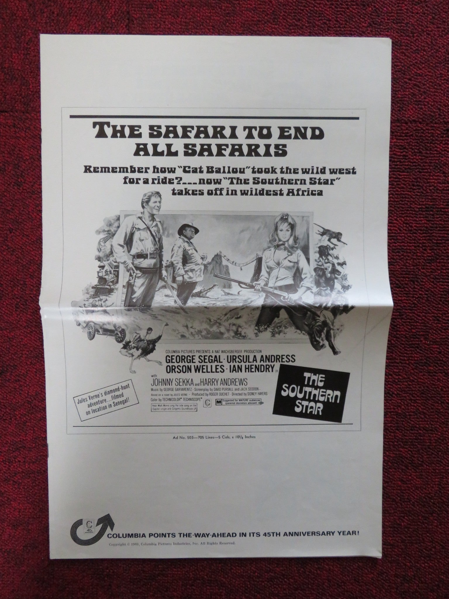 THE SOUTHERN STAR - PRESSBOOK CUT COLUMBIA GEORGE SEGAL URSULA ANDRESS 1969 Rendezvous Cinema Movie posters