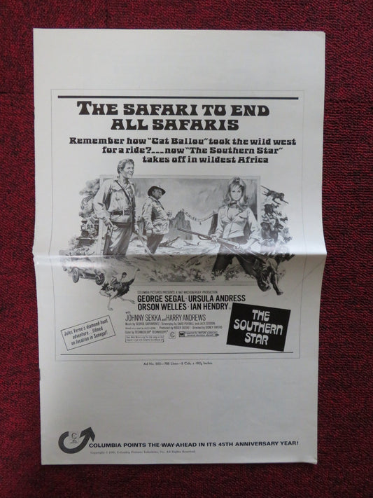 THE SOUTHERN STAR - PRESSBOOK CUT COLUMBIA GEORGE SEGAL URSULA ANDRESS 1969 Rendezvous Cinema Movie posters