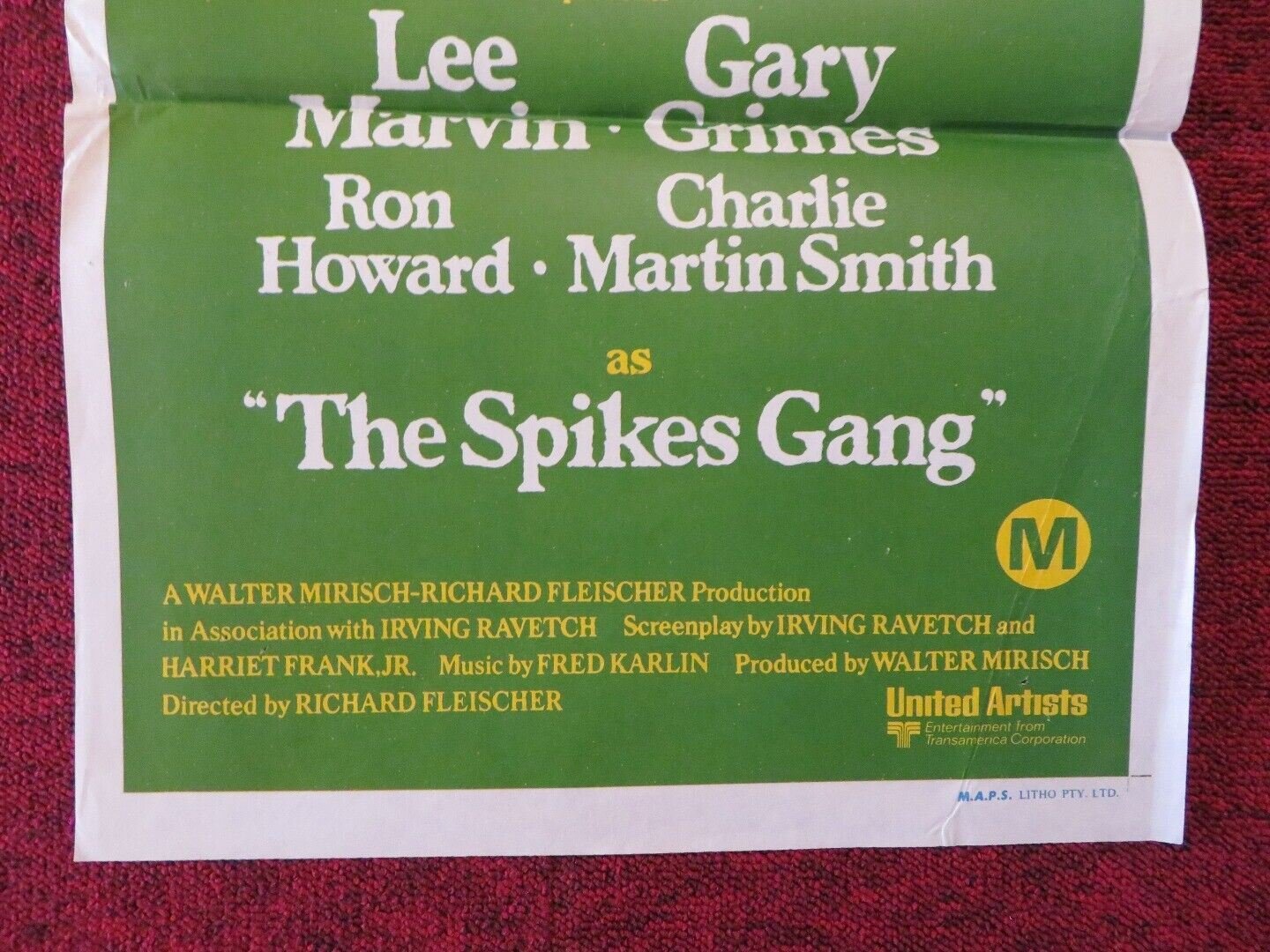 THE SPIKES GANG FOLDED AUSTRALIAN DAYBILL POSTER LEE MARVIN RON HOWARD 1974 Movie posters