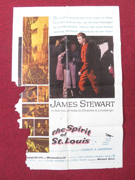 THE SPIRIT OF ST.LOUIS FOLDED US ONE SHEET POSTER JAMES STEWART 1957 Rendezvous Cinema Movie posters