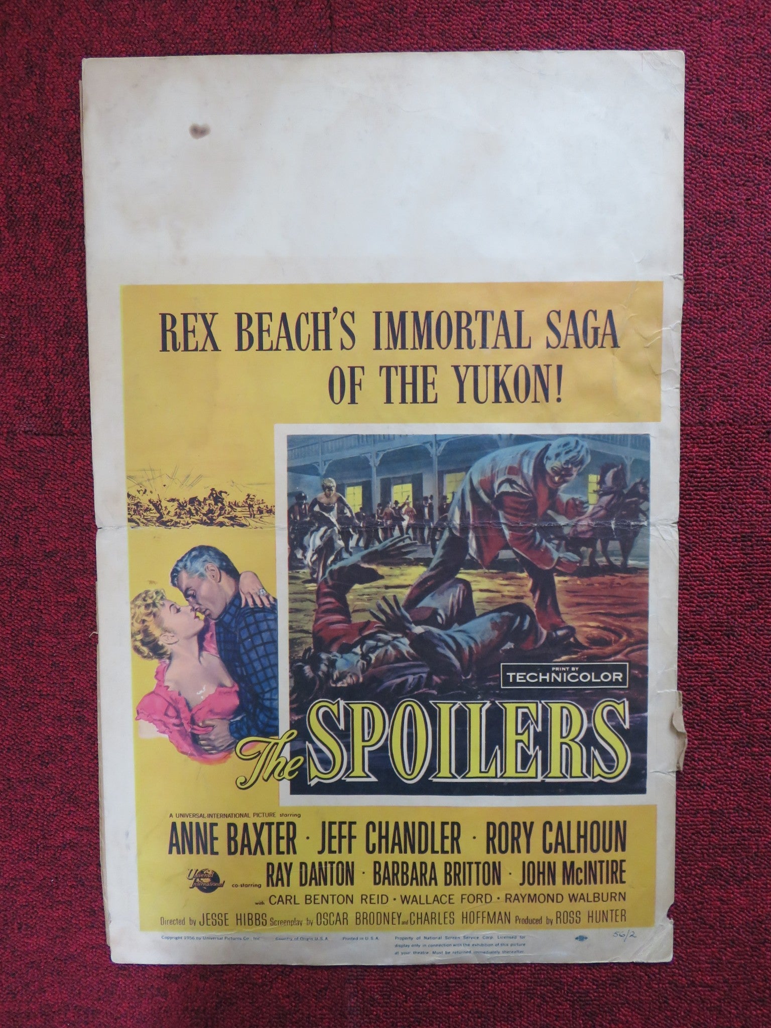 THE SPOILERS WINDOW CARD (14"x 22") POSTER ANNE BAXTER JEFF CHANDLER 1955 Rendezvous Cinema Movie posters