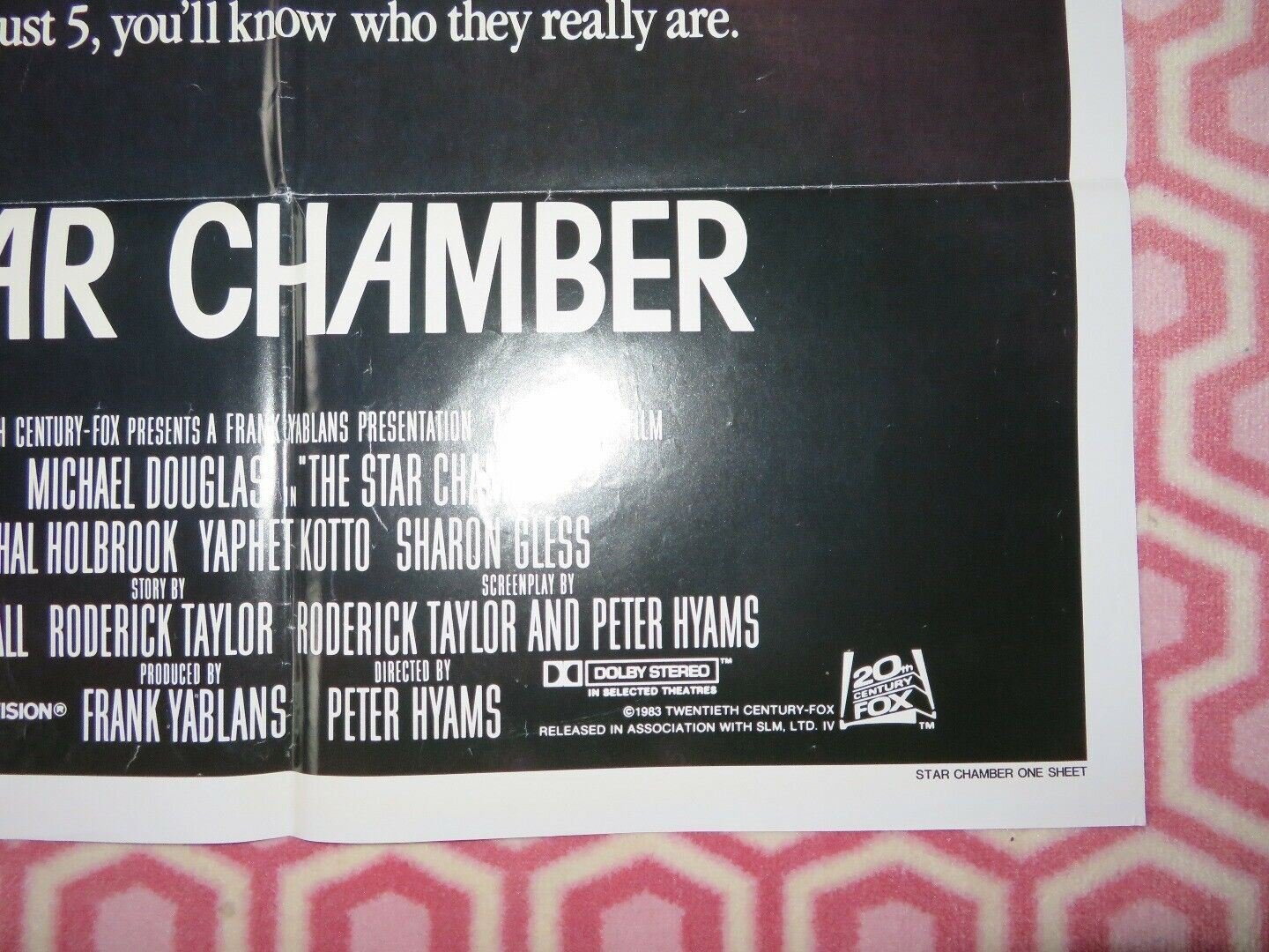 THE STAR CHAMBER US ONE SHEET POSTER MICHAEL DOUGLAS HAL HOLBROOK '83 Movie posters