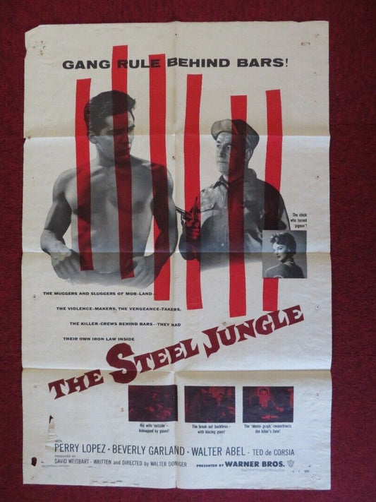 THE STEEL JUNGLE ONE FOLDED US ONE SHEET POSTER PERRY LOPEZ BEVERLY GARLAND '56 Movie posters