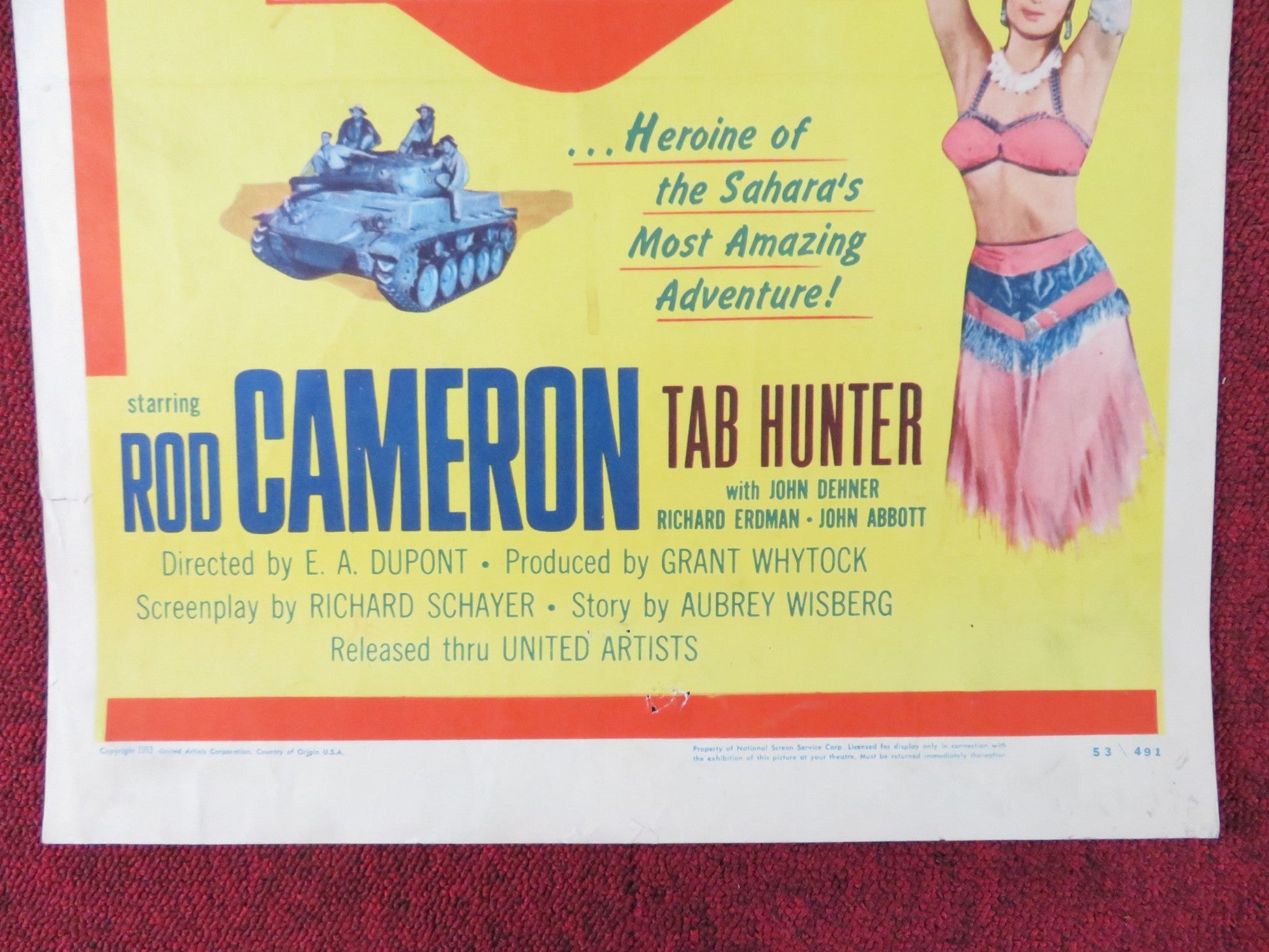 THE STEEL LADY US INSERT (14"x 36") POSTER ROD CAMERON TAB HUNTER 1953 Rendezvous Cinema Movie posters