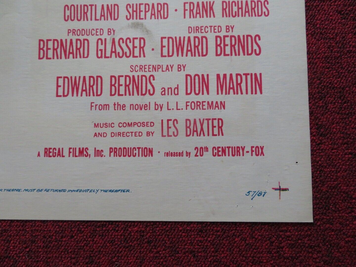 THE STORM RIDER US ONE SHEET POSTER SCOTT BRADY MALA POWERS 1957 Movie posters