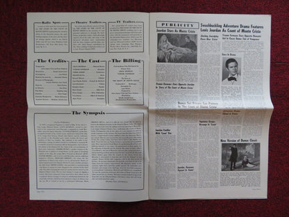 THE STORY OF THE COUNT OF MONTE CRISTO UNCUT WARNER BROS. FOLDED PRESS BOOK 1961 Rendezvous Cinema Movie posters