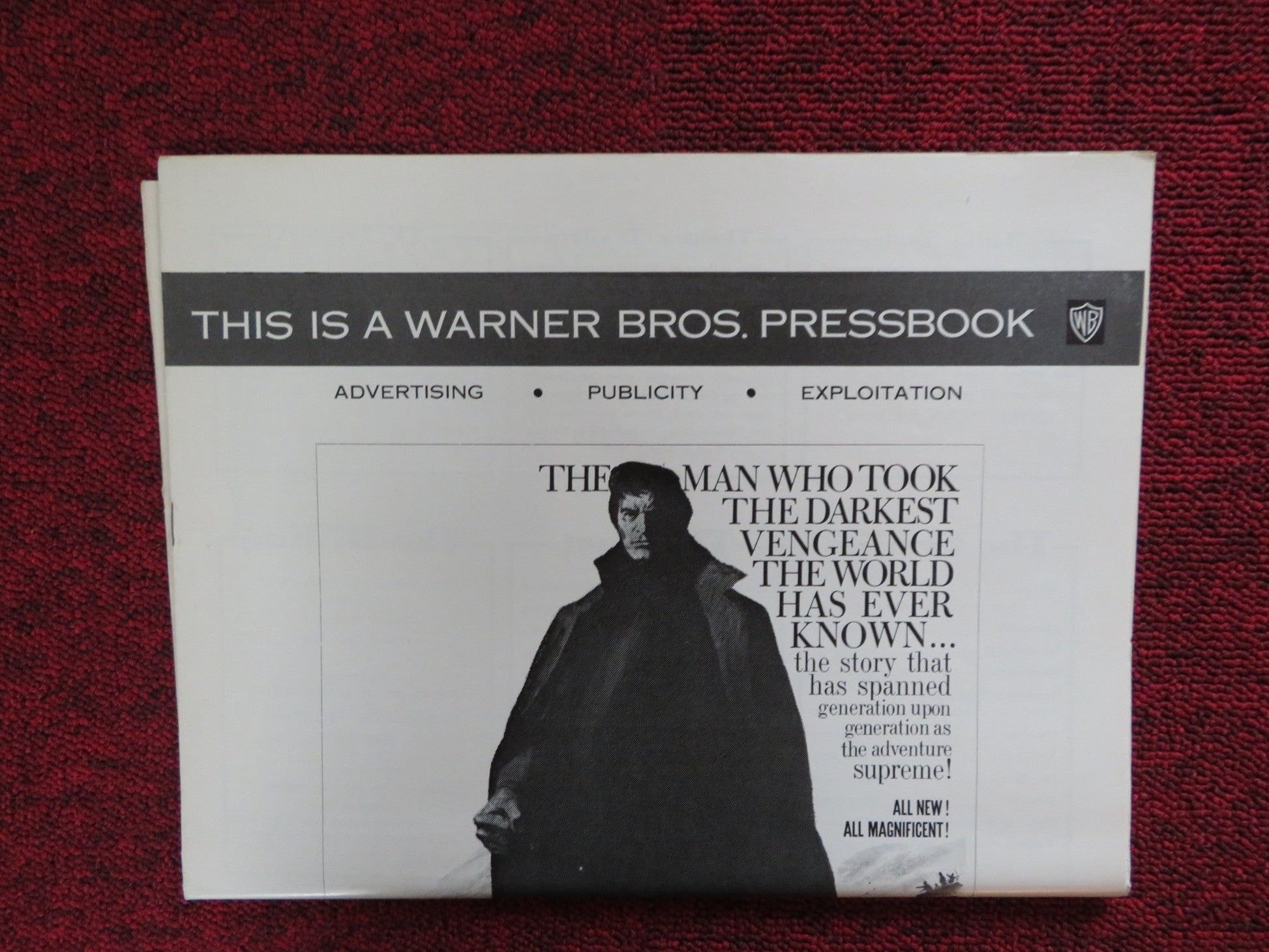 THE STORY OF THE COUNT OF MONTE CRISTO UNCUT WARNER BROS. FOLDED PRESS BOOK 1961 Rendezvous Cinema Movie posters
