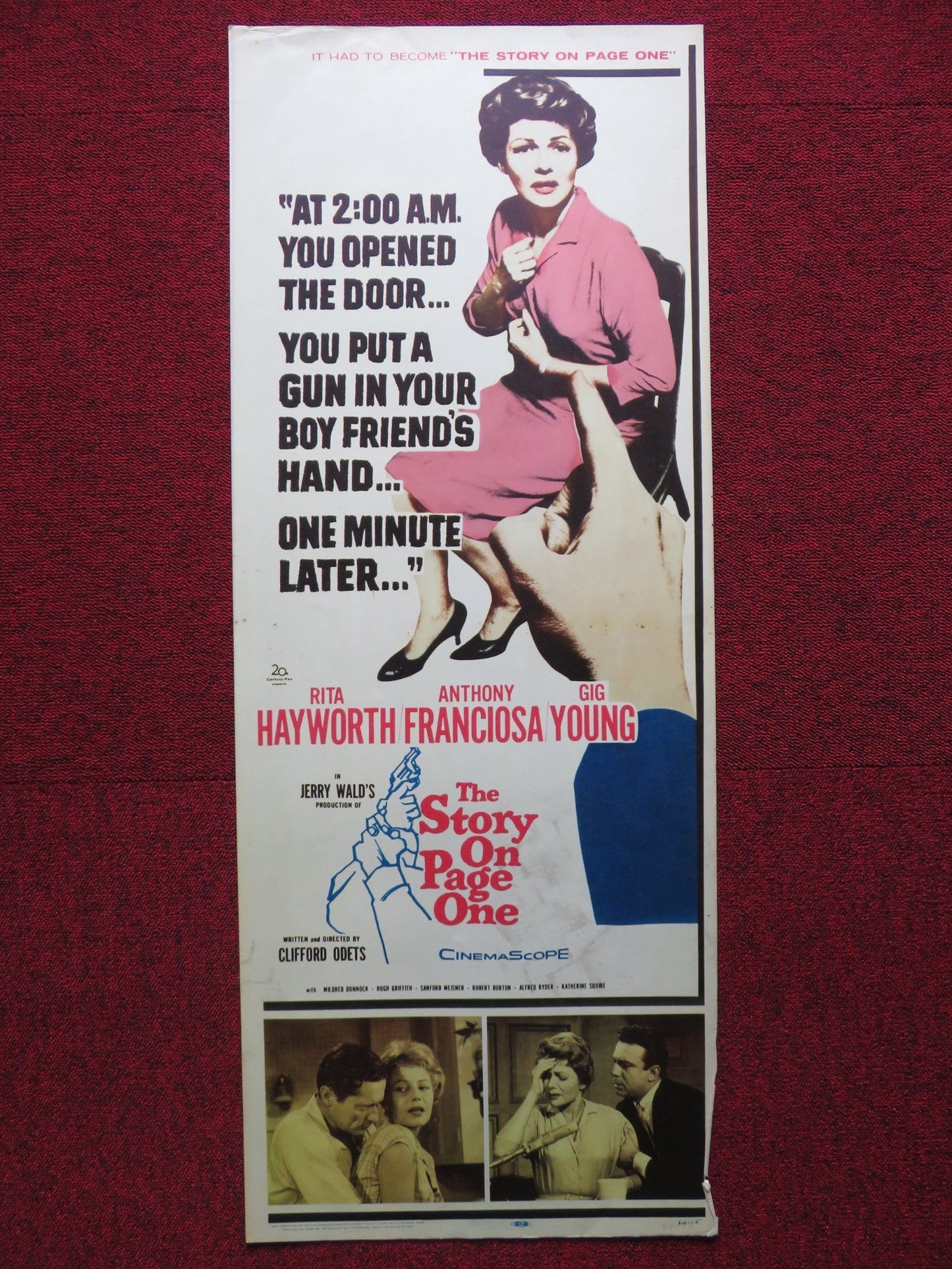 THE STORY ON PAGE ONE US INSERT (14"x 36") POSTER RITA HAYWORTH FRANCIOSA 1960 Rendezvous Cinema Movie posters