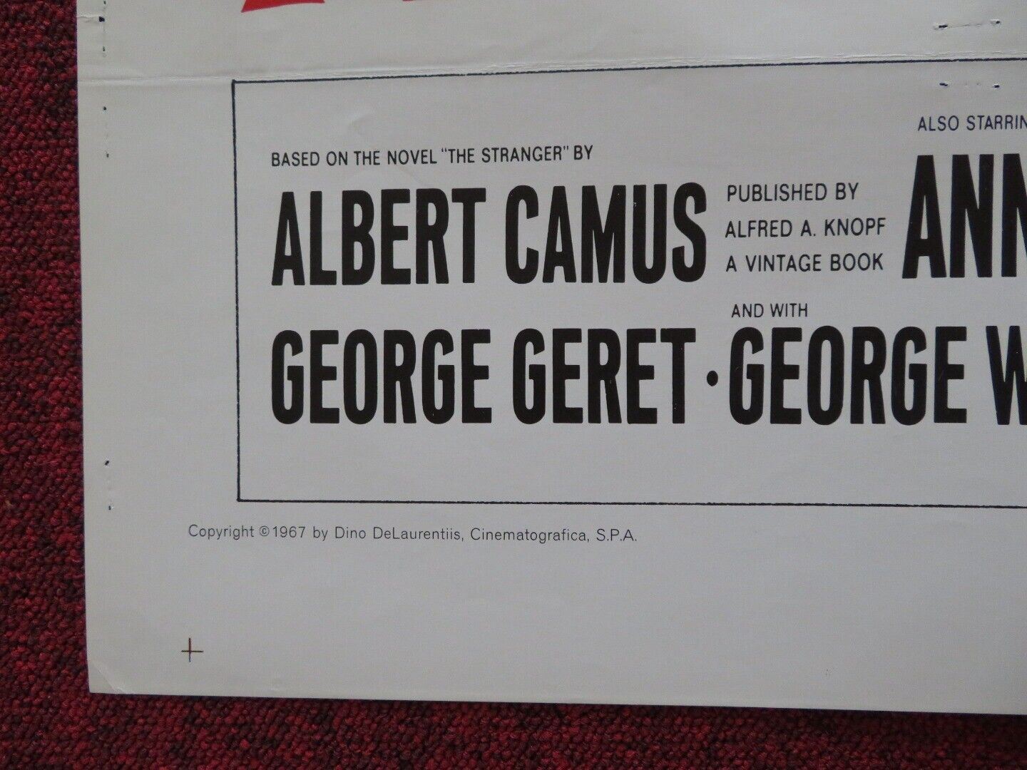 THE STRANGER FOLDED US ONE SHEET POSTER MARCELLO MASTROIANNI ANNA KARINA 1967 Movie posters