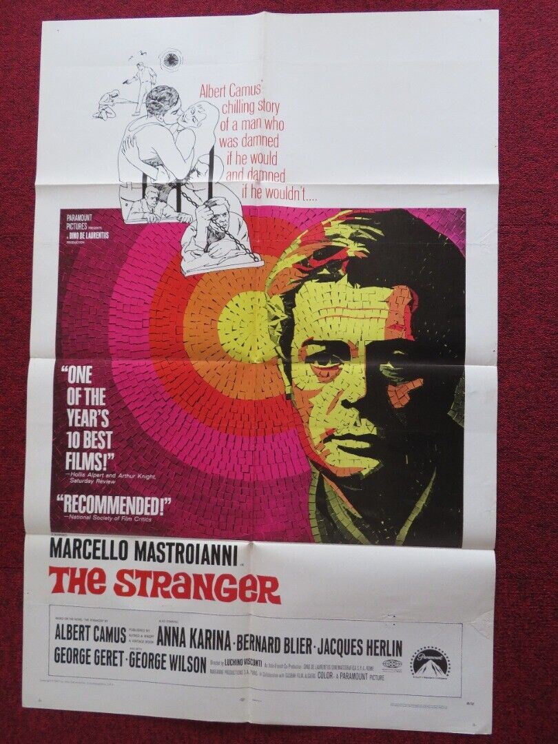 THE STRANGER FOLDED US ONE SHEET POSTER MARCELLO MASTROIANNI ANNA KARINA 1967 Movie posters