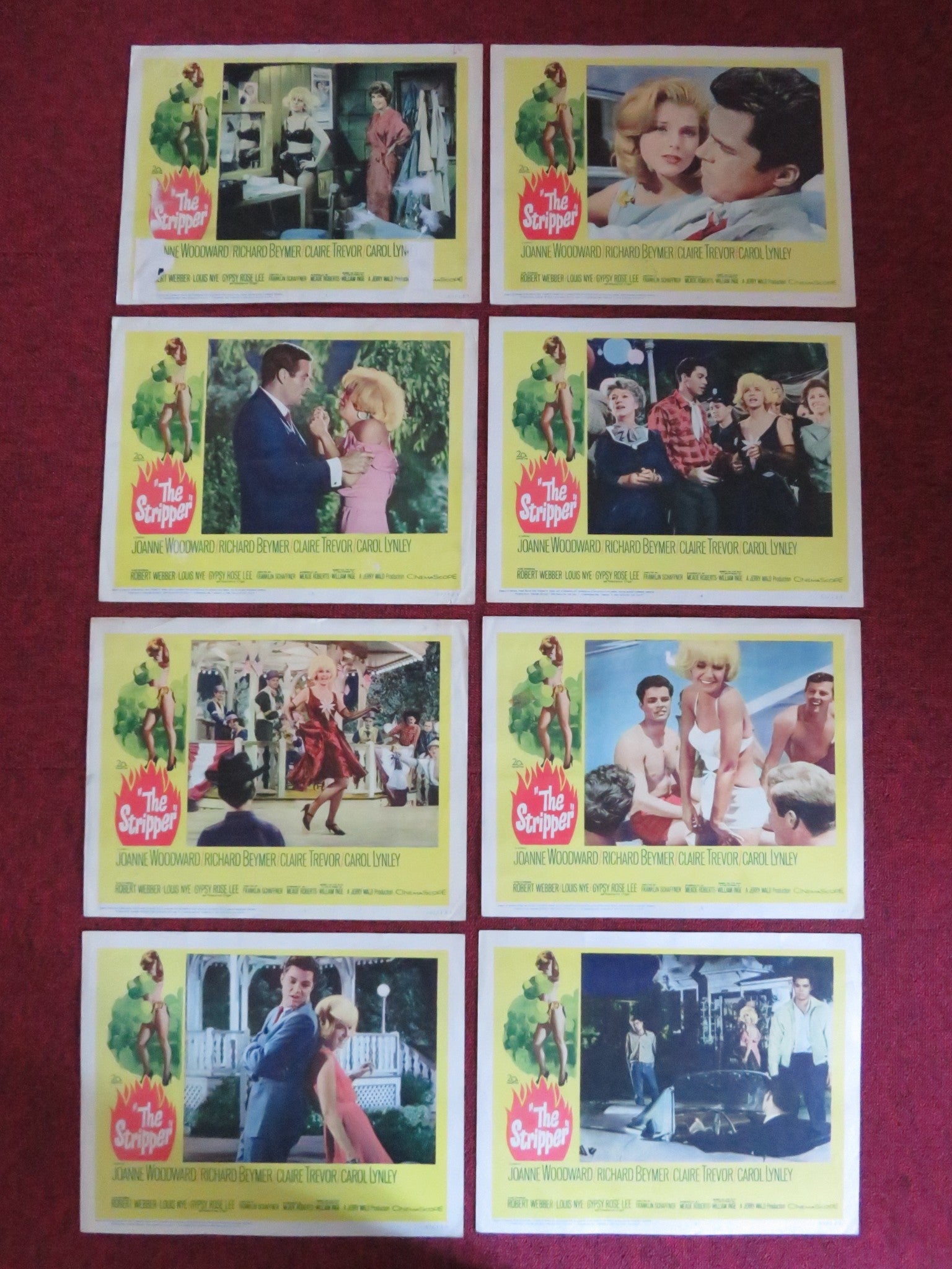 THE STRIPPER US LOBBY CARD FULL SET JOANNE WOODWARD RICHARD BEYMER 1963 Rendezvous Cinema Movie posters