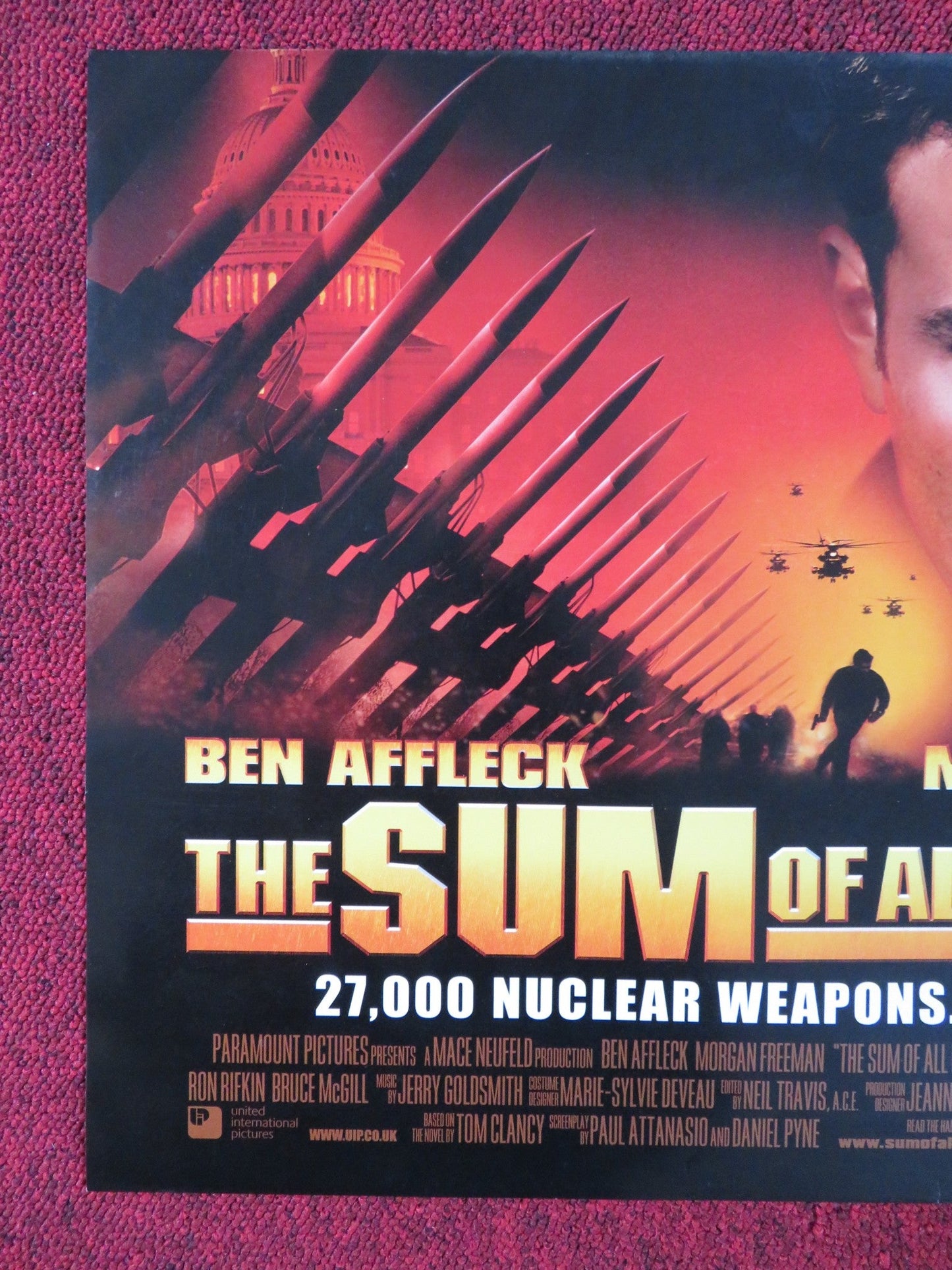 THE SUM OF ALL FEARS UK MINI QUAD POSTER BEN AFFLECK MORGAN FREEMAN 2002 Rendezvous Cinema Movie posters