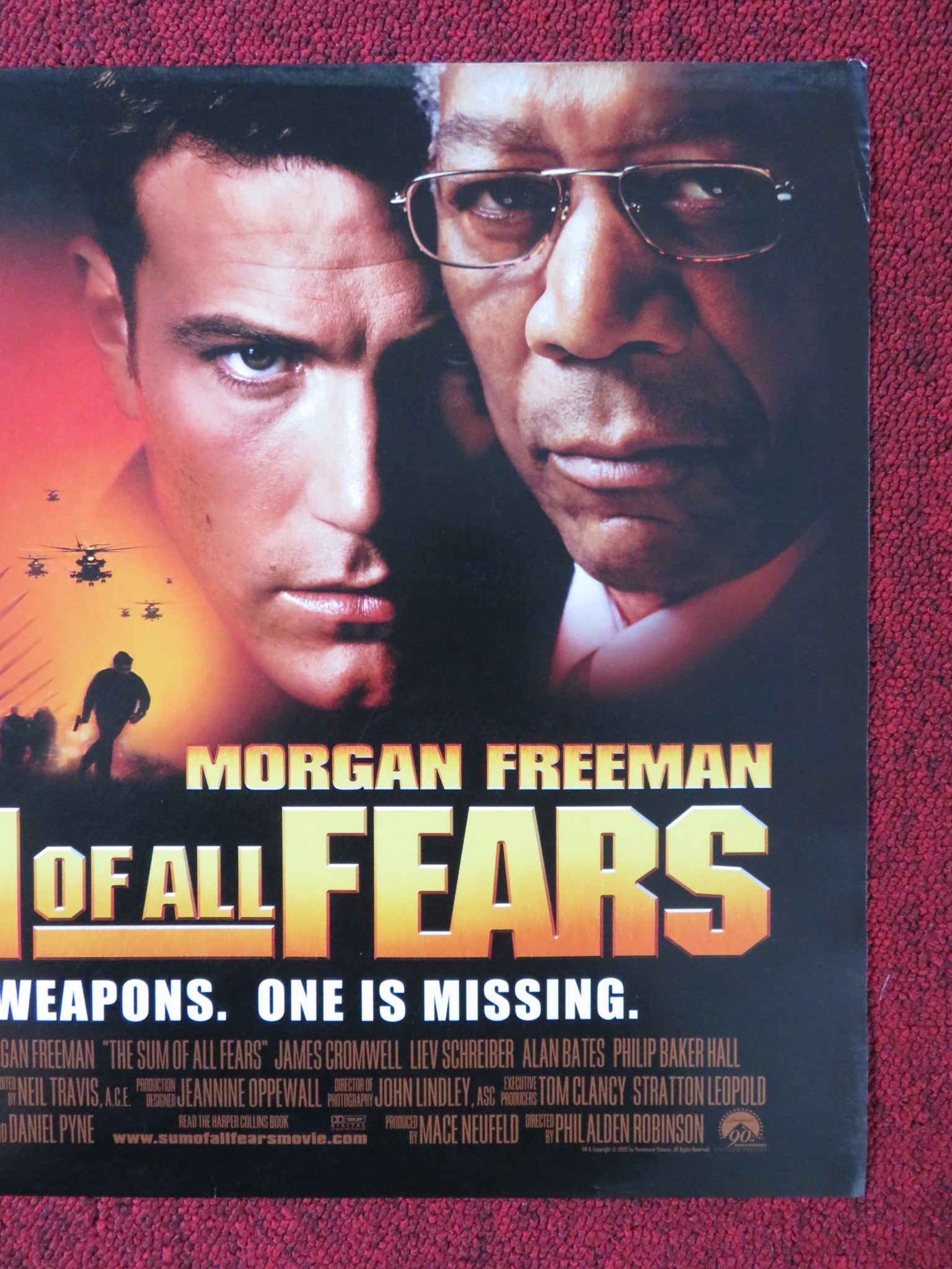 THE SUM OF ALL FEARS UK MINI QUAD POSTER BEN AFFLECK MORGAN FREEMAN 2002 Rendezvous Cinema Movie posters