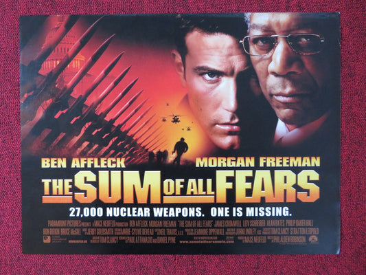 THE SUM OF ALL FEARS UK MINI QUAD POSTER BEN AFFLECK MORGAN FREEMAN 2002 Rendezvous Cinema Movie posters