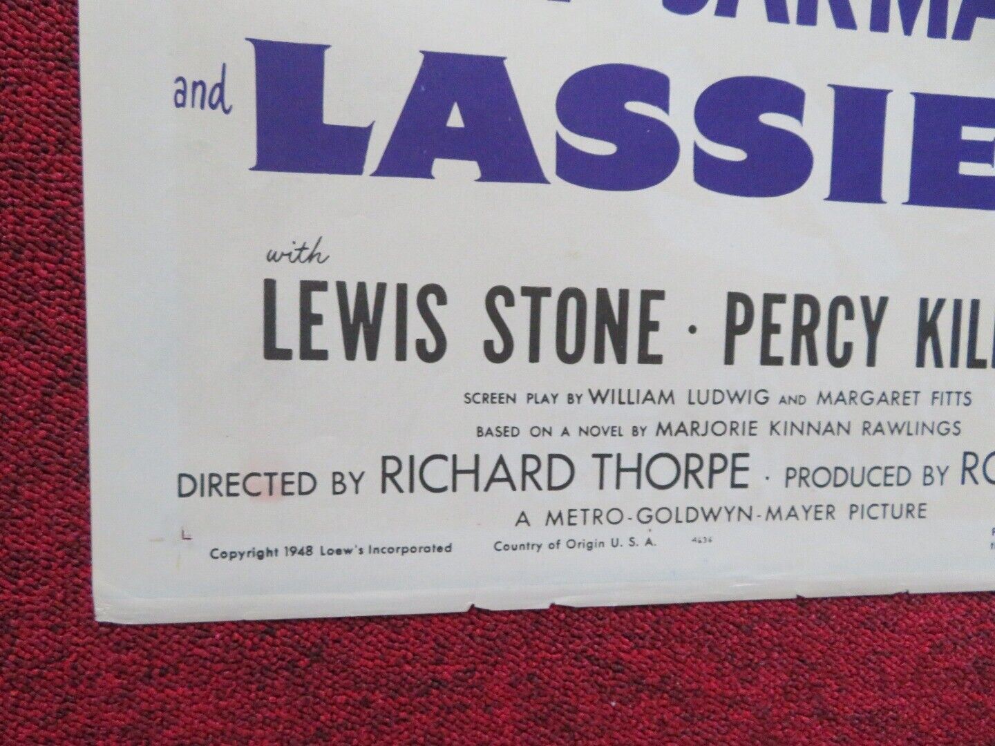 THE SUN COMES UP FOLDED US ONE SHEET POSTER JEANETTE MACDONALD 1948 Movie posters