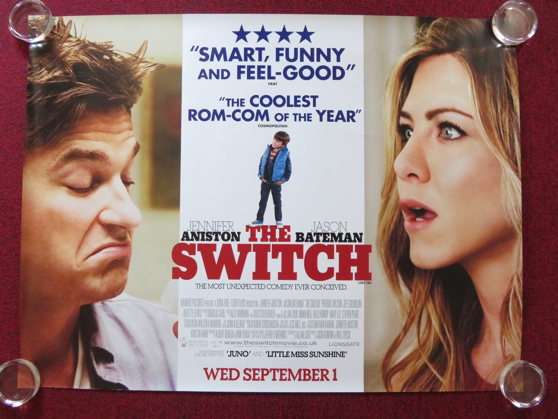 THE SWITCH UK QUAD (30"x 40") ROLLED POSTER JASON BATEMAN JENNIFER ANISTON 2010 Rendezvous Cinema Movie posters