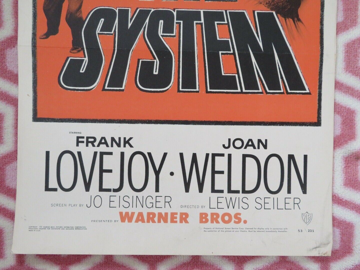 THE SYSTEM US INSERT (14"x 36") POSTER FRANK LOVEJOY JOAN WELDON 1953 Movie posters