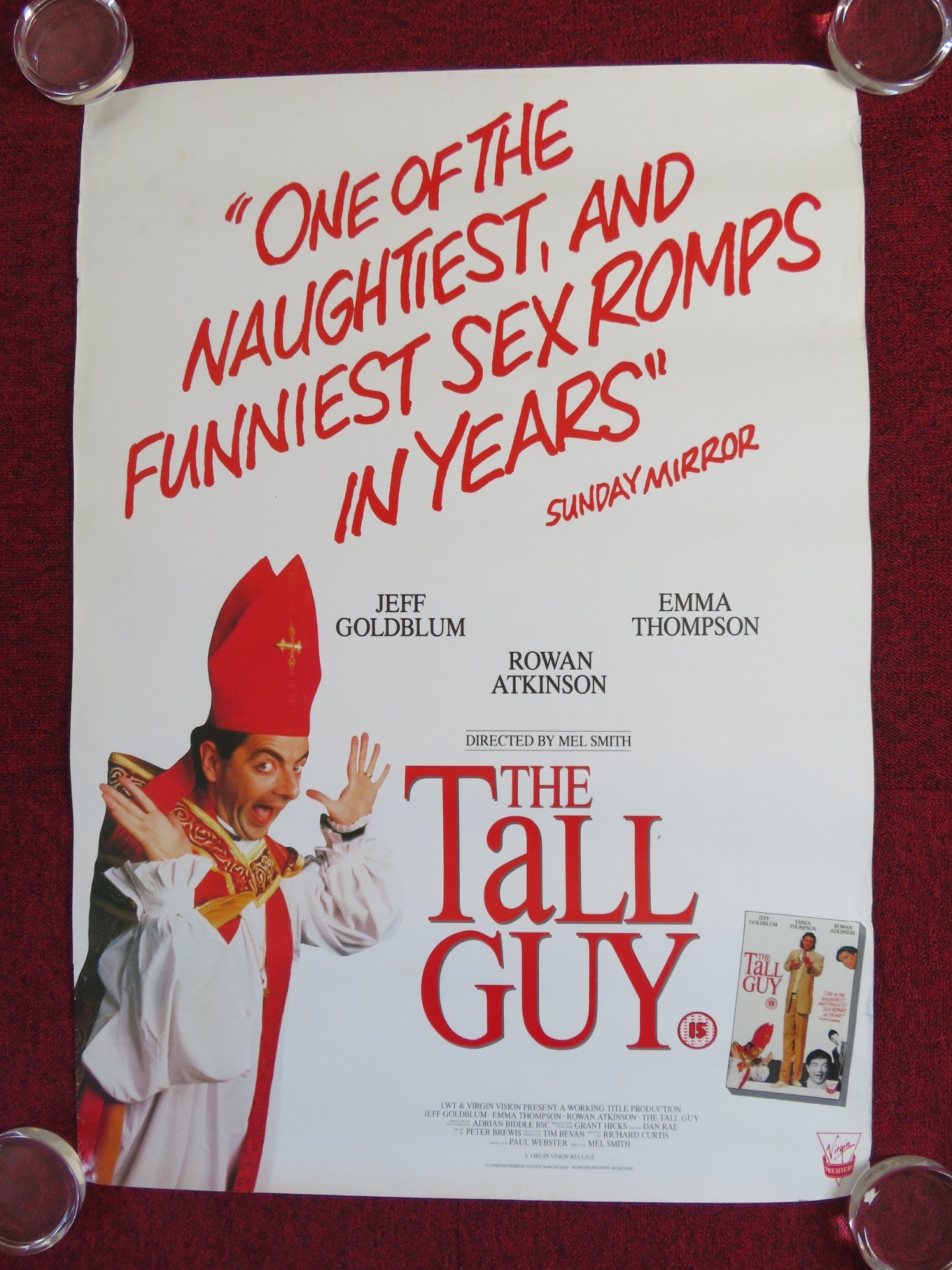 THE TALL GUY VHS VIDEO POSTER ROLLED JEFF GOLDBLUM EMMA THOMPSON 1989 Rendezvous Cinema Movie posters