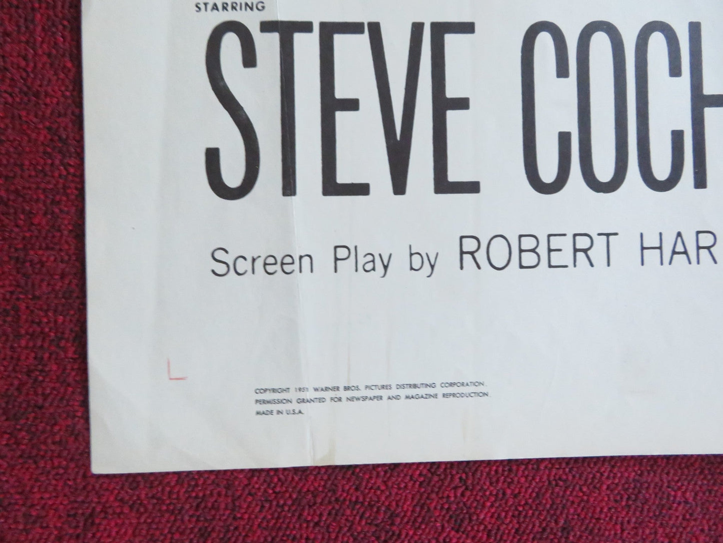 THE TANKS ARE COMING FOLDED US ONE SHEET POSTER STEVE COCHRAN PHILIP CAREY 1951 Rendezvous Cinema Movie posters